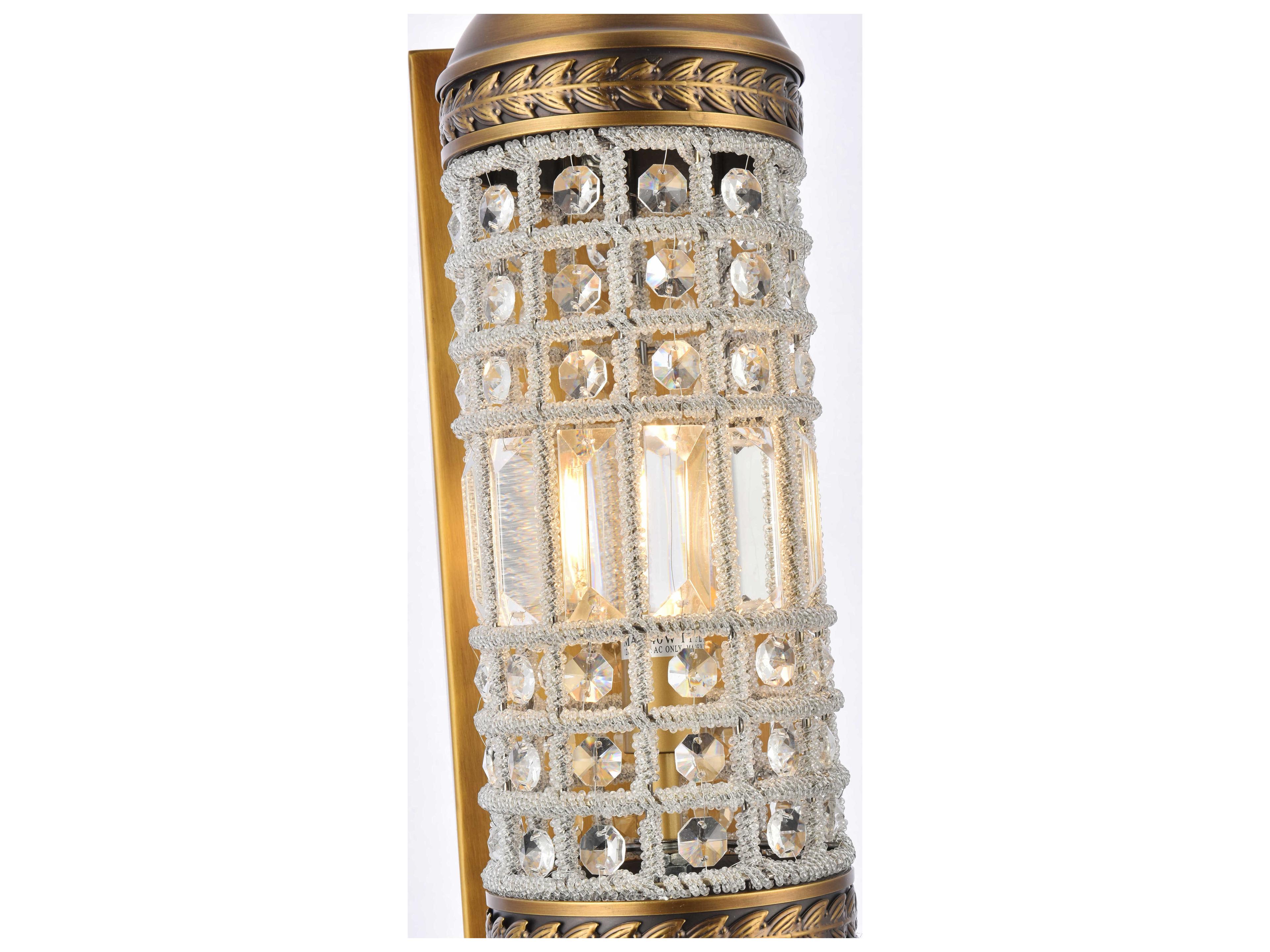 Elegant Lighting Olivia 1-Light French Gold Clear Crystal Wall Sconce