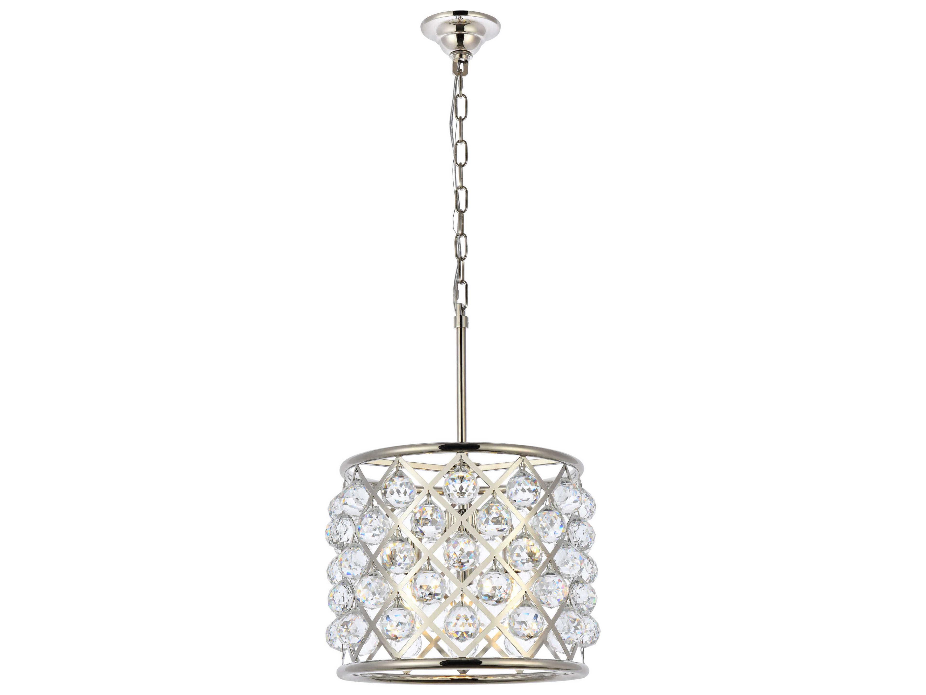 Madison 4-Light Polished Nickel Crystal Drum Pendant