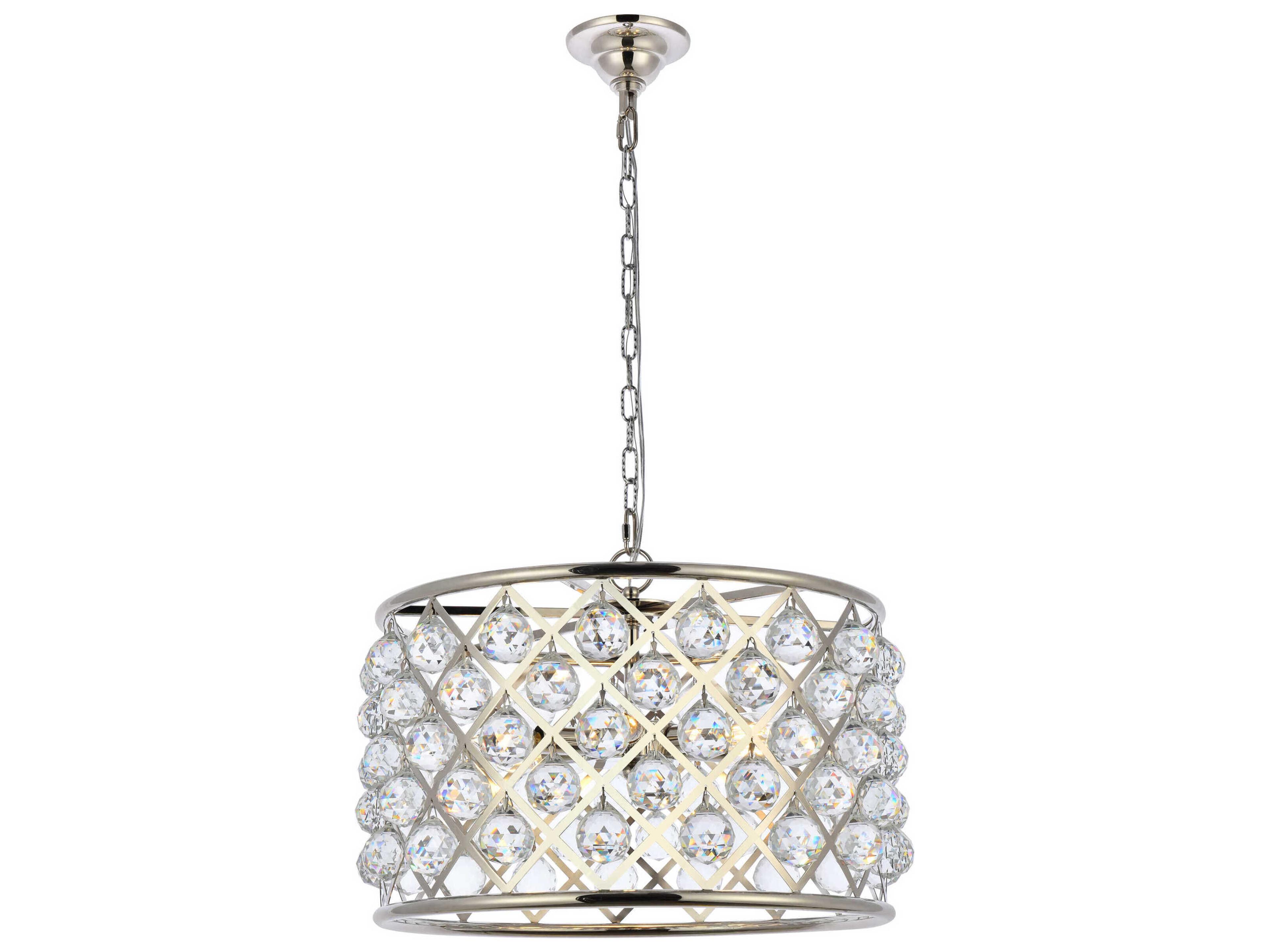 Madison 6-Light Polished Nickel Clear Crystal Drum Pendant