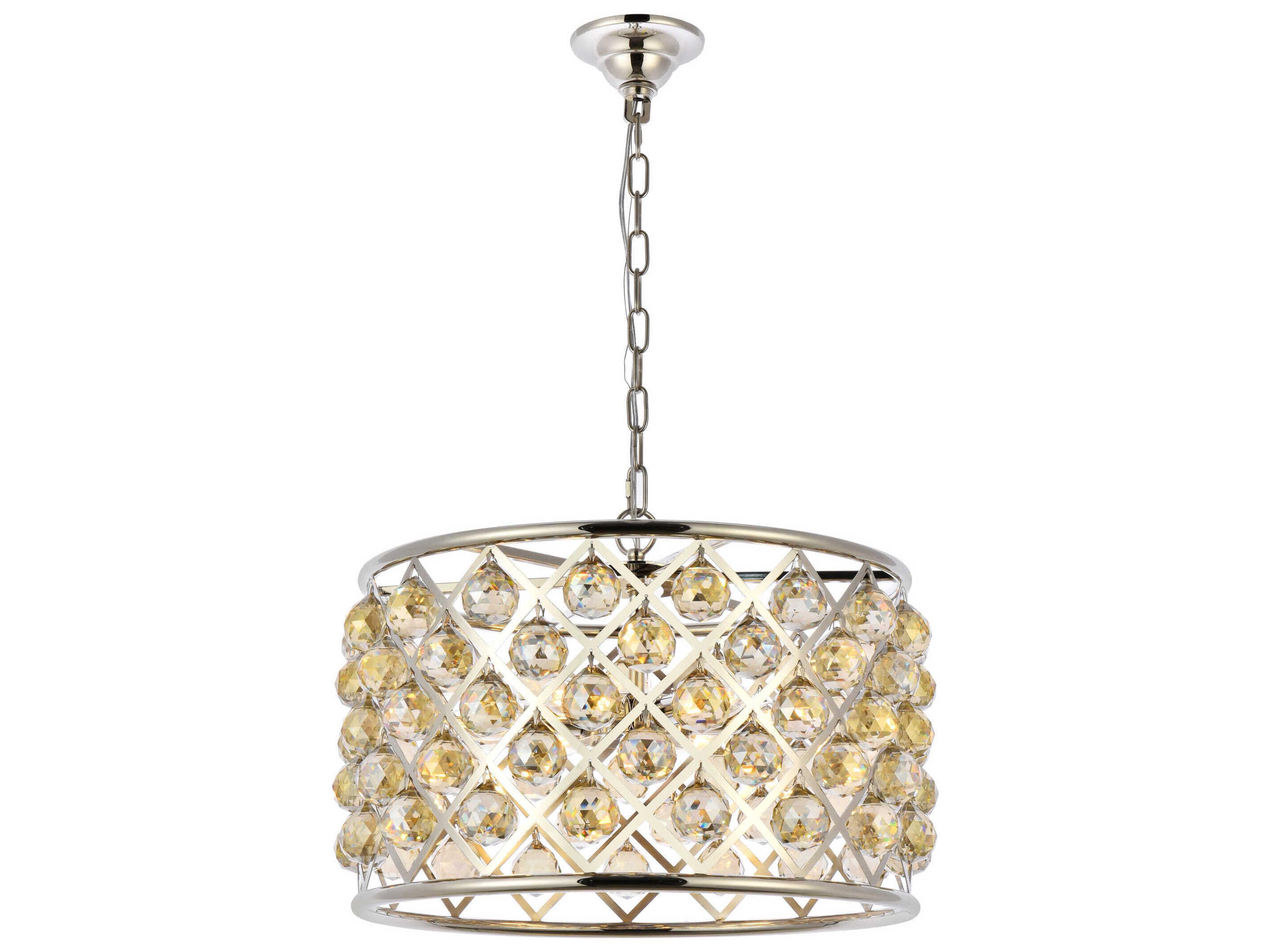 Madison 6-Light Polished Nickel Gold Crystal Drum Pendant