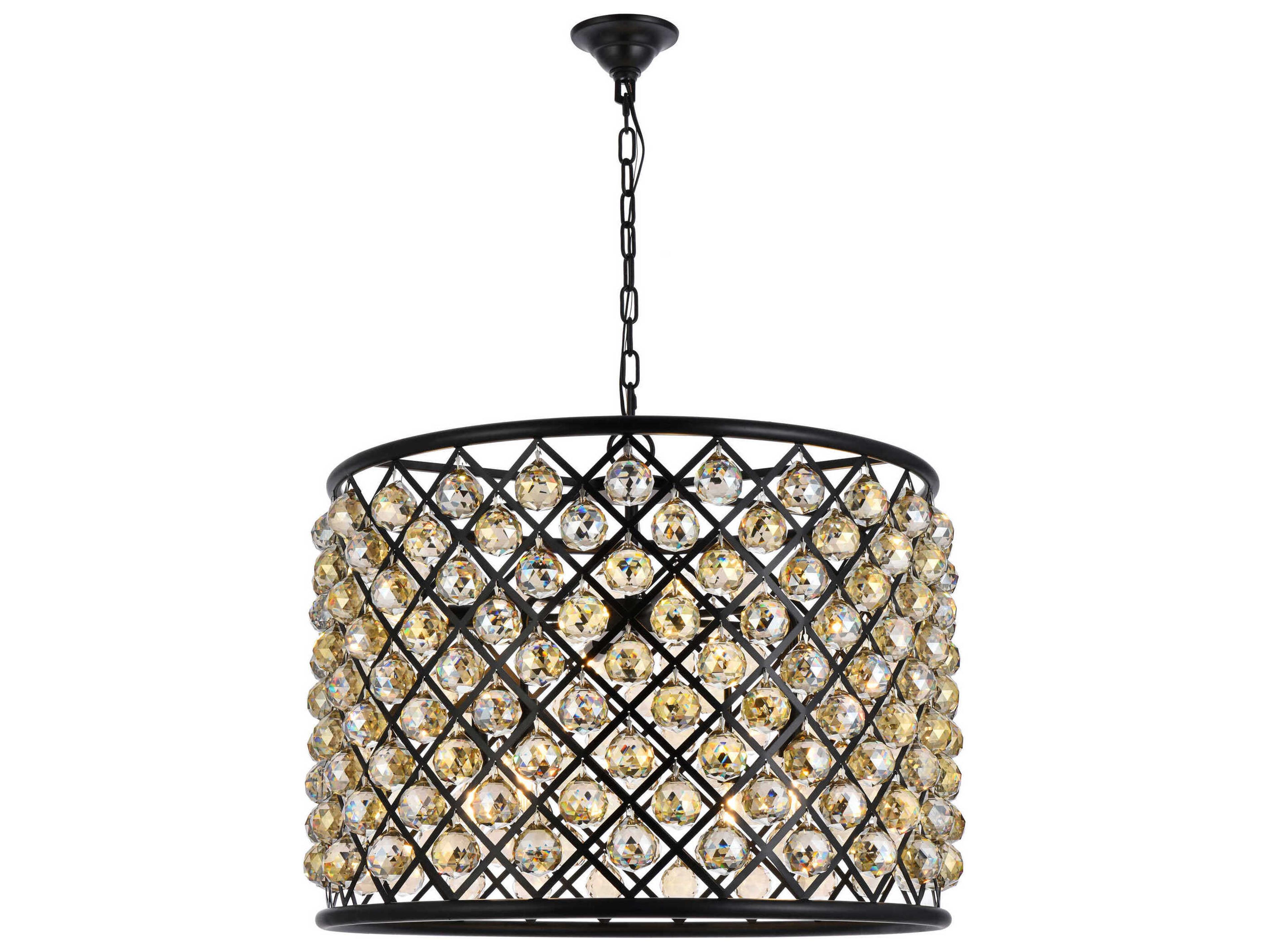 Madison 8-Light Mocha Brown Gold Crystal Drum Pendant