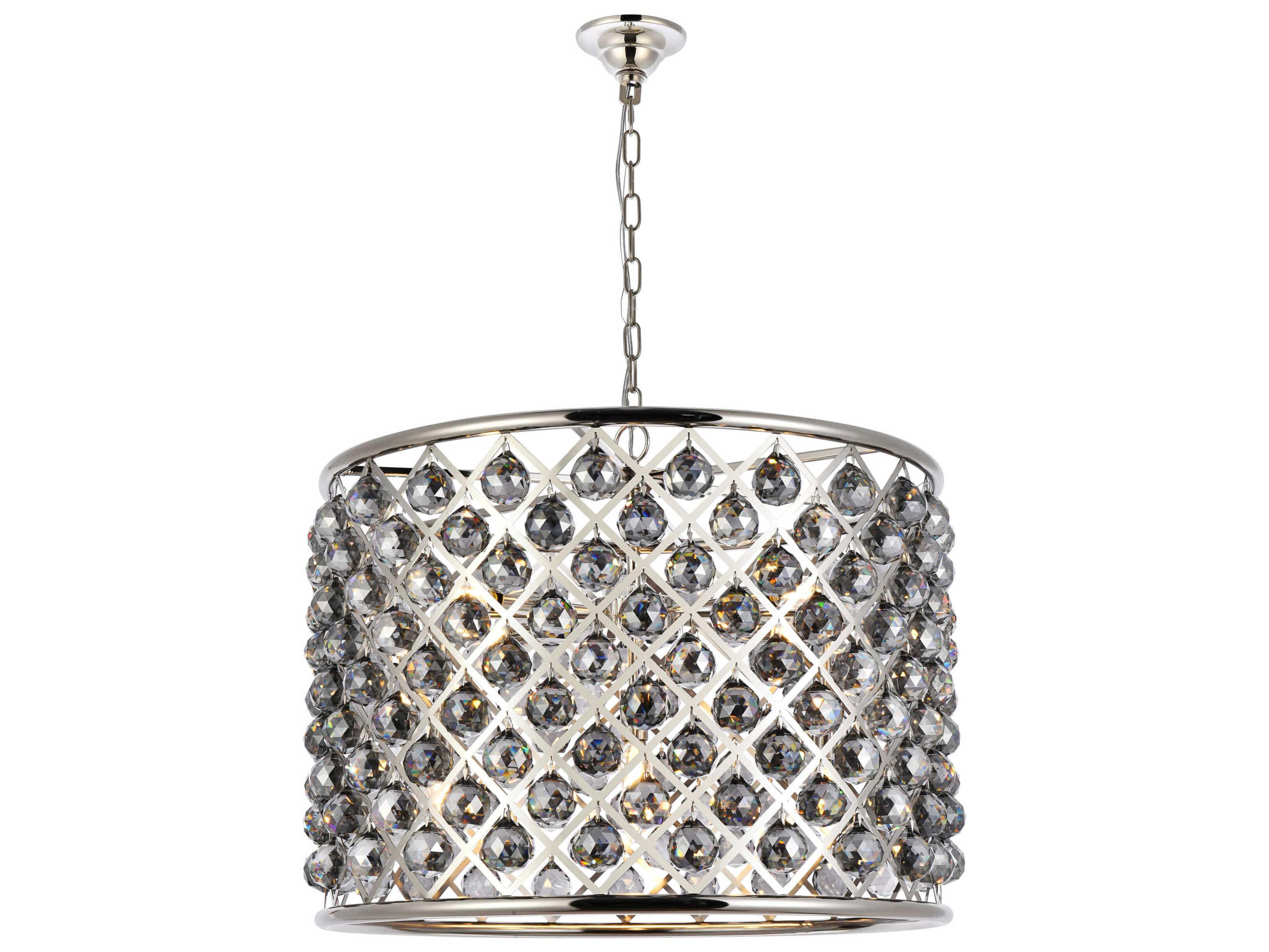Madison 8-Light Polished Nickel Silver Crystal Drum Pendant
