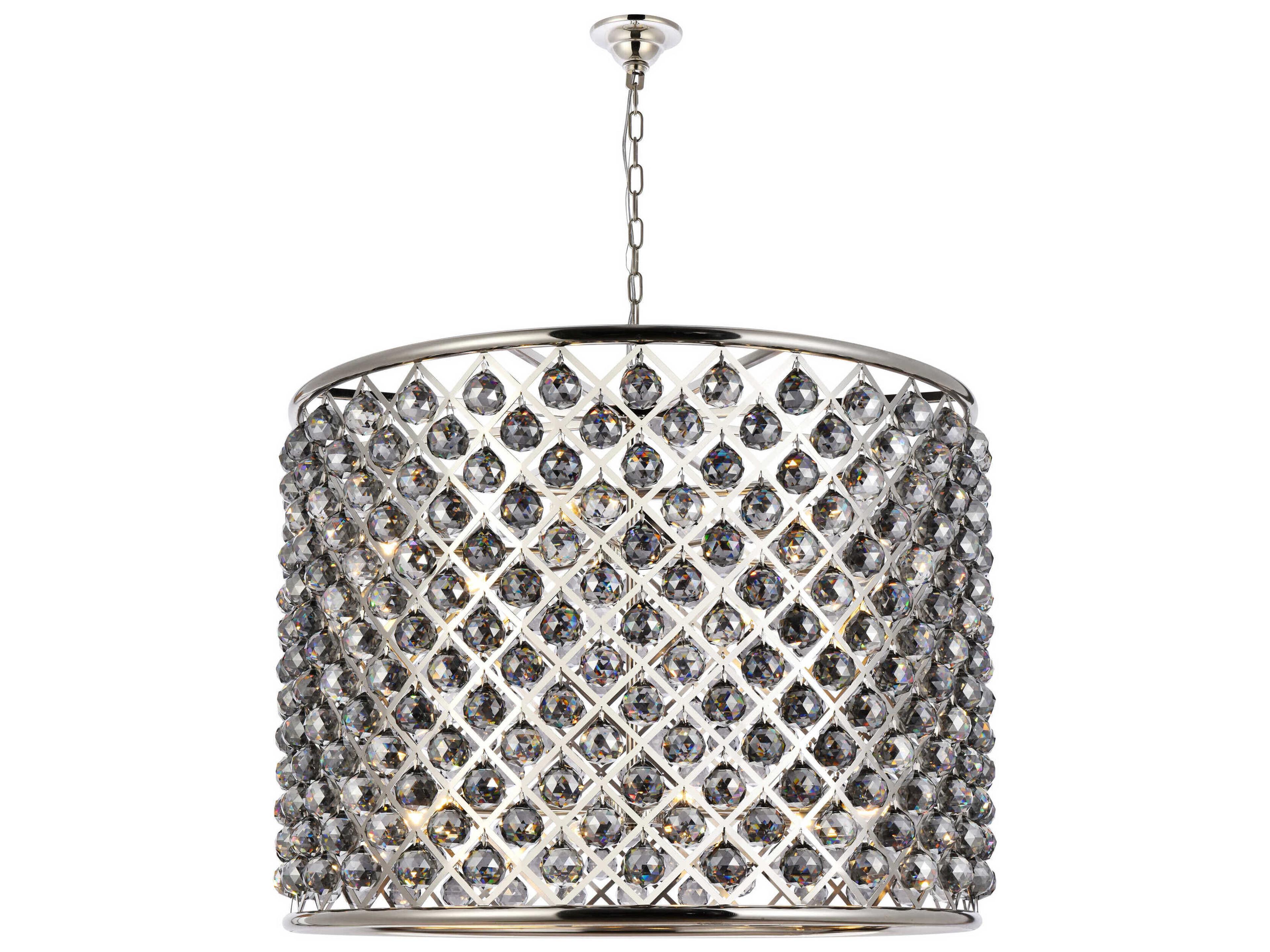Madison 12-Light Polished Nickel Silver Crystal Drum Pendant