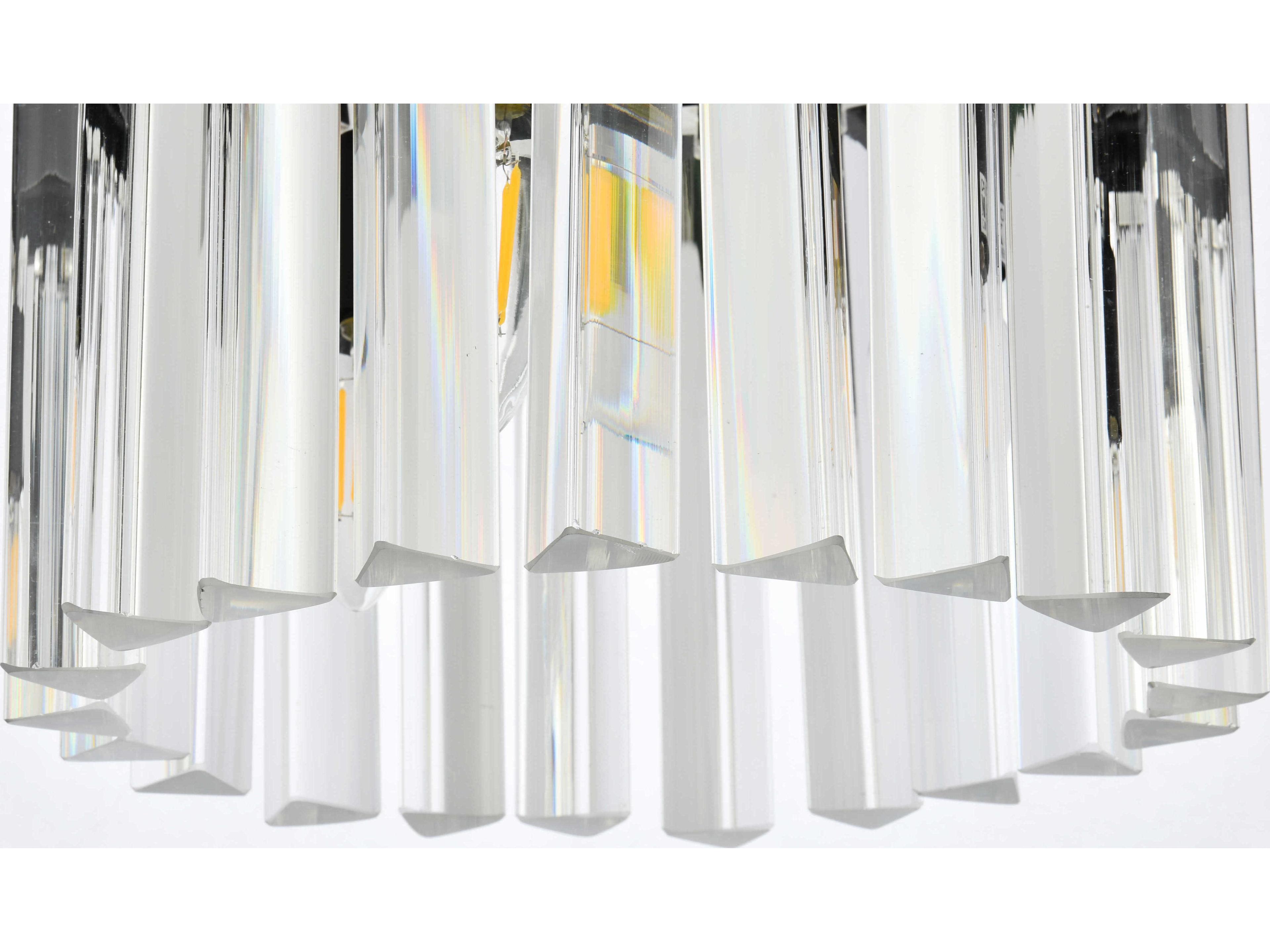 Elegant Lighting Sydney 3-Light Matte Black Clear Crystal Drum Pendant