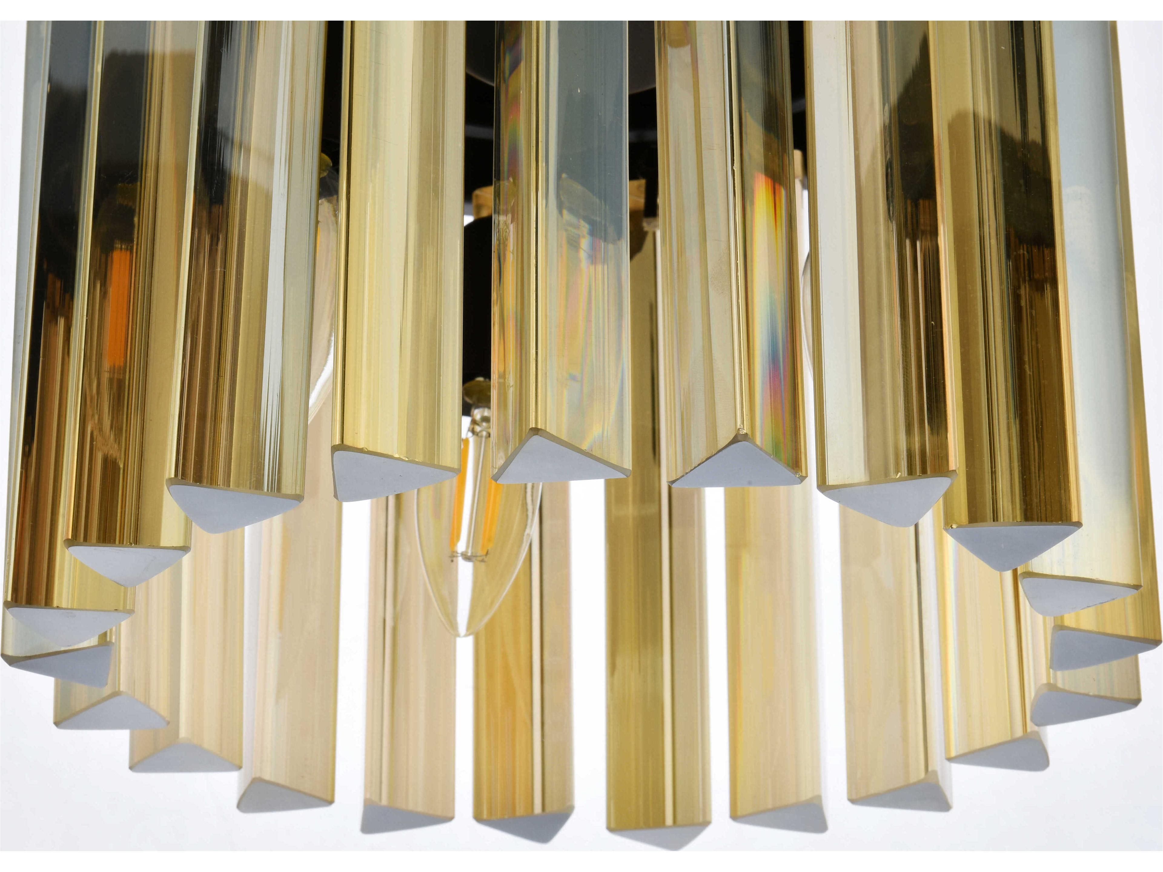 Elegant Lighting Sydney 3-Light Matte Black Gold Crystal Drum Pendant