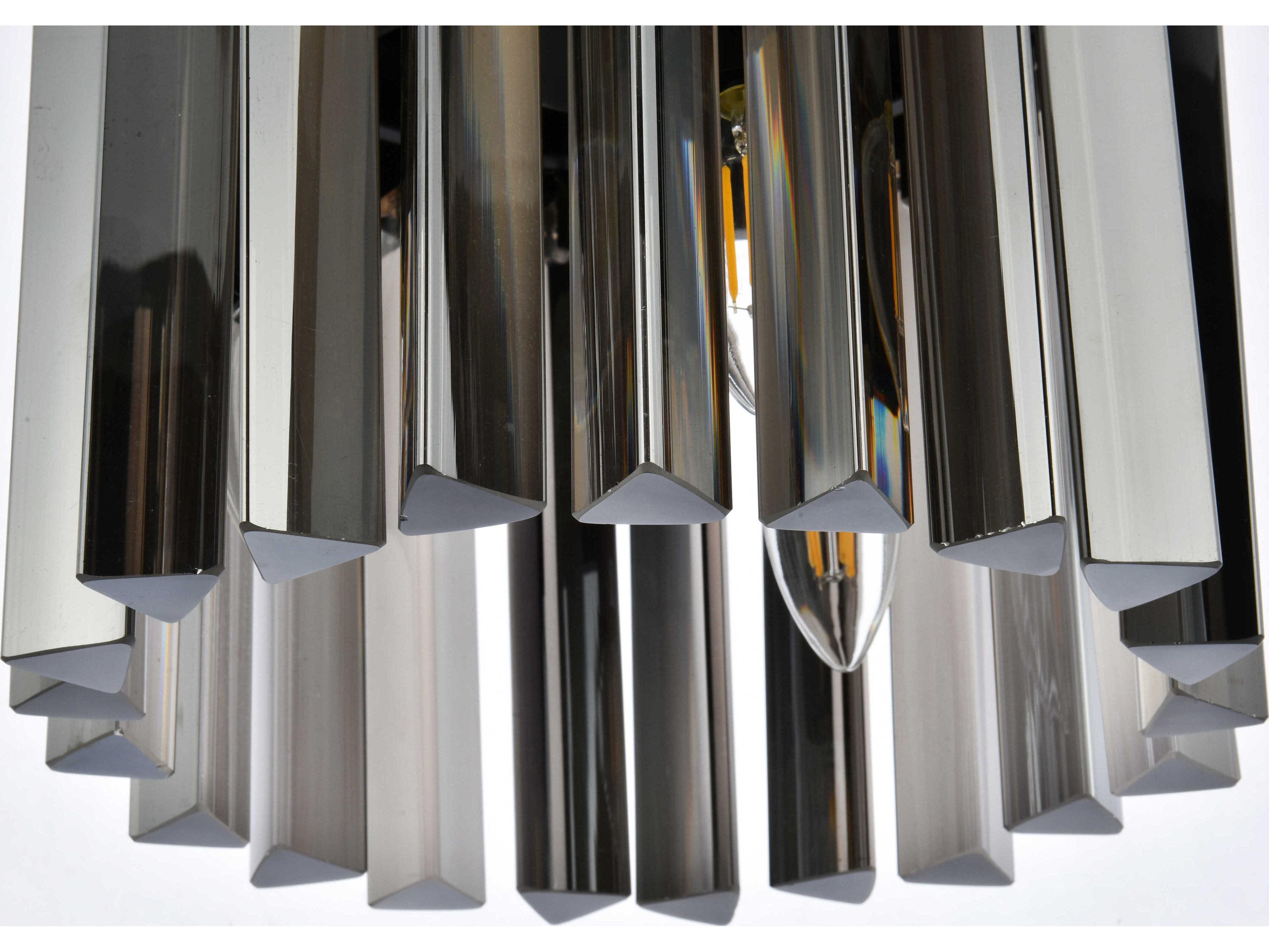 Elegant Lighting Sydney 3-Light Matte Black Silver Crystal Drum Pendant