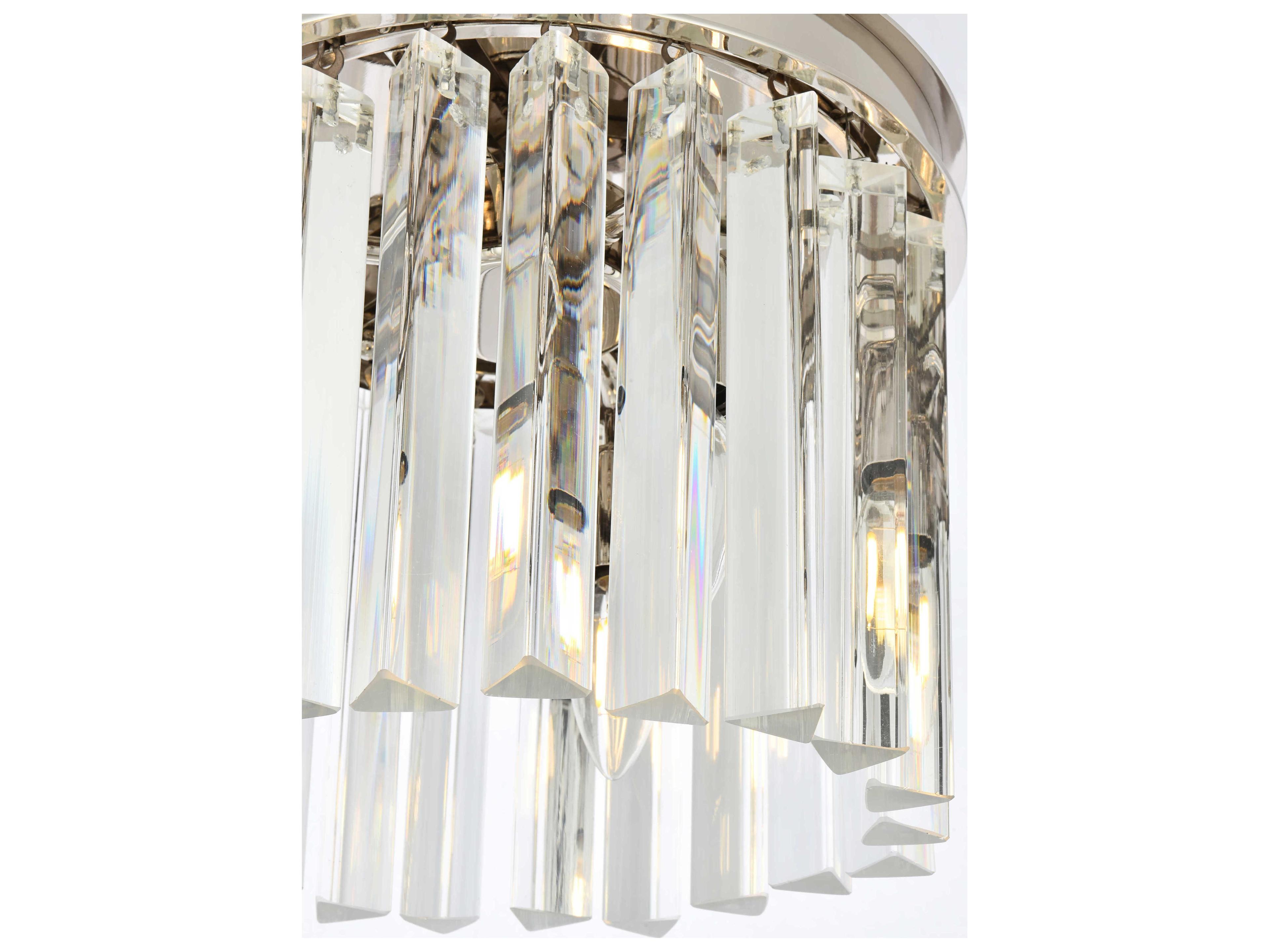 Elegant Lighting Sydney 3-Light Polished Nickel Clear Crystal Drum Pendant