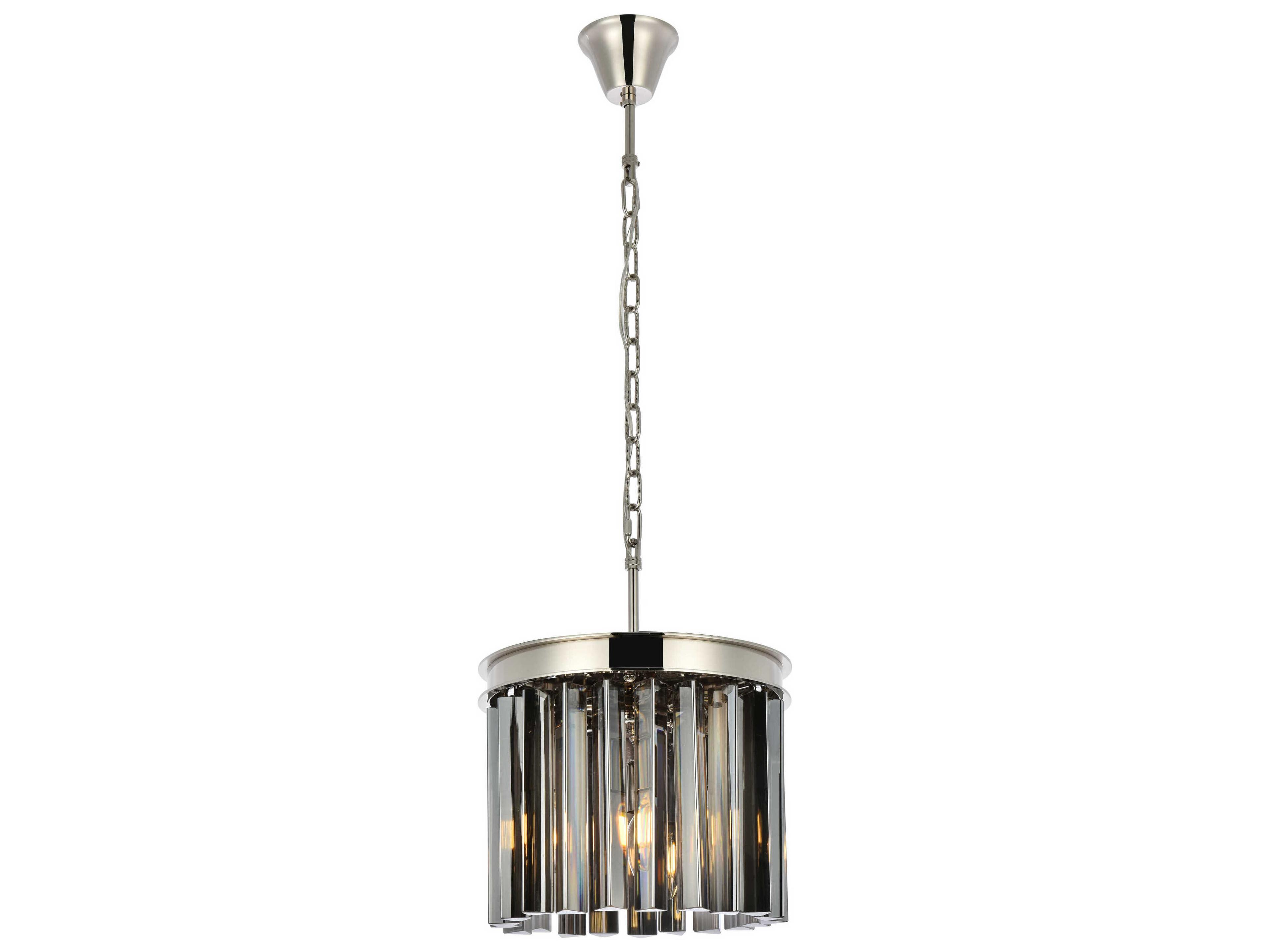 Sydney 3-Light Polished Nickel Silver Crystal Drum Pendant