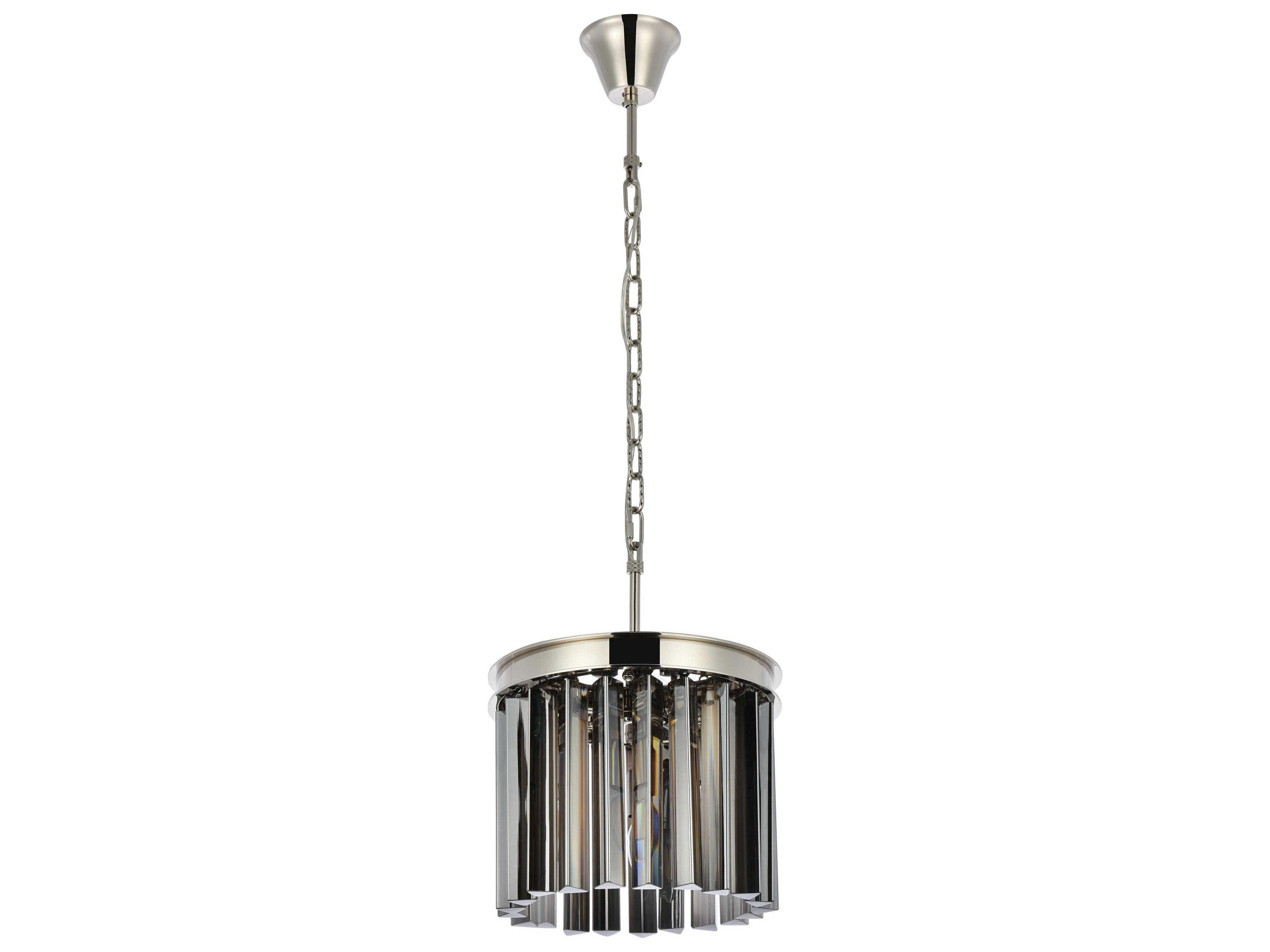 Elegant Lighting Sydney 3-Light Polished Nickel Silver Crystal Drum Pendant