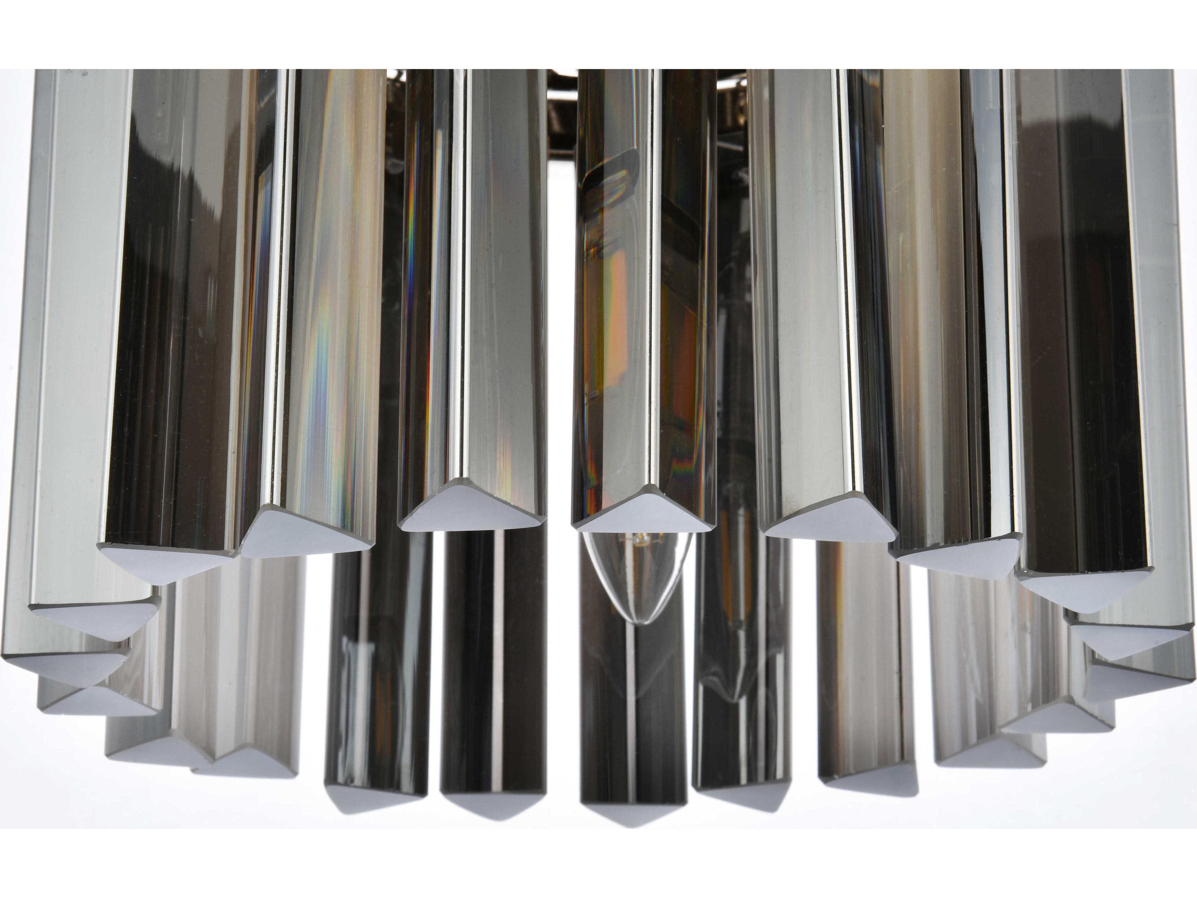 Elegant Lighting Sydney 3-Light Polished Nickel Silver Crystal Drum Pendant