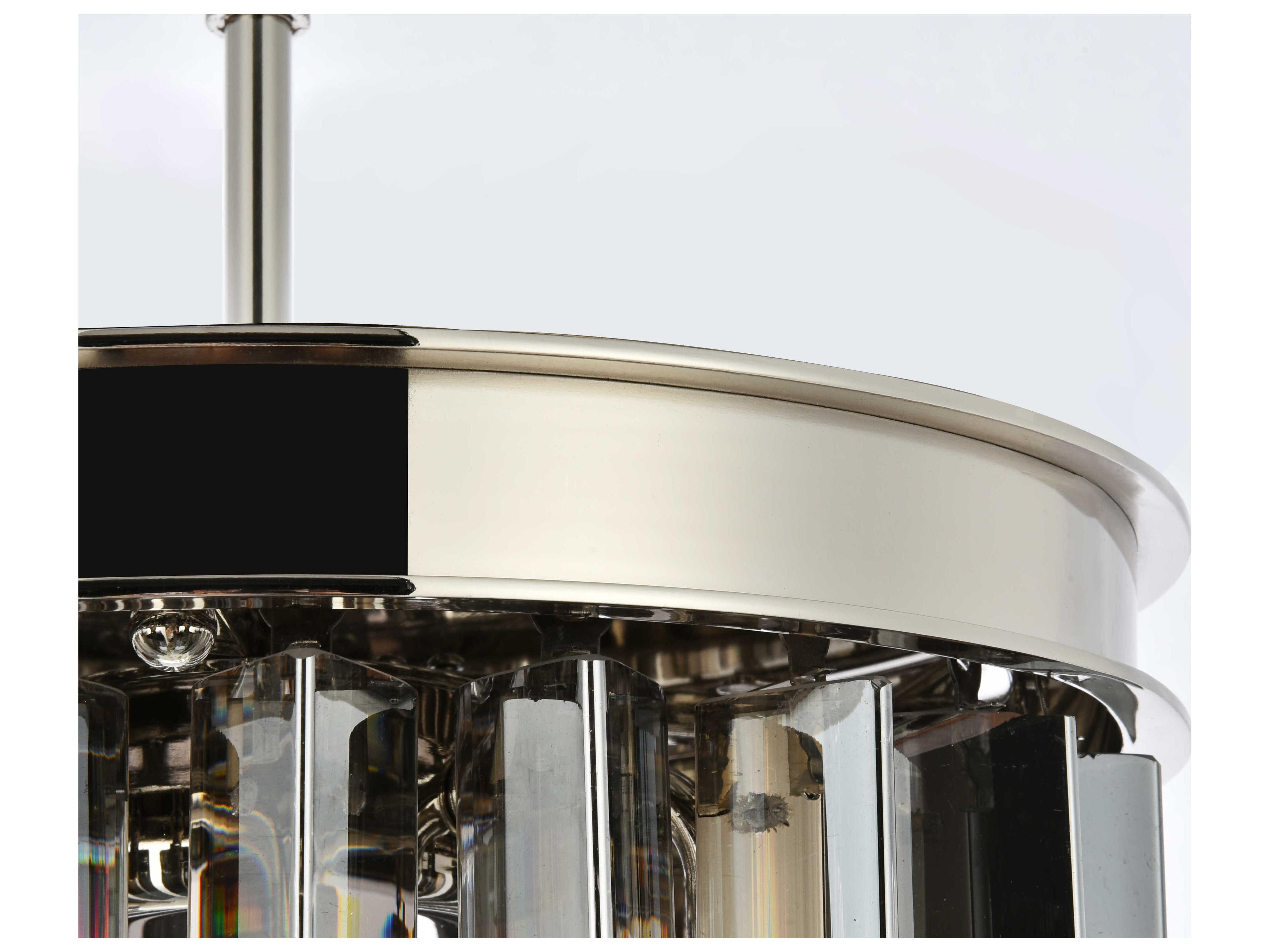 Elegant Lighting Sydney 3-Light Polished Nickel Silver Crystal Drum Pendant