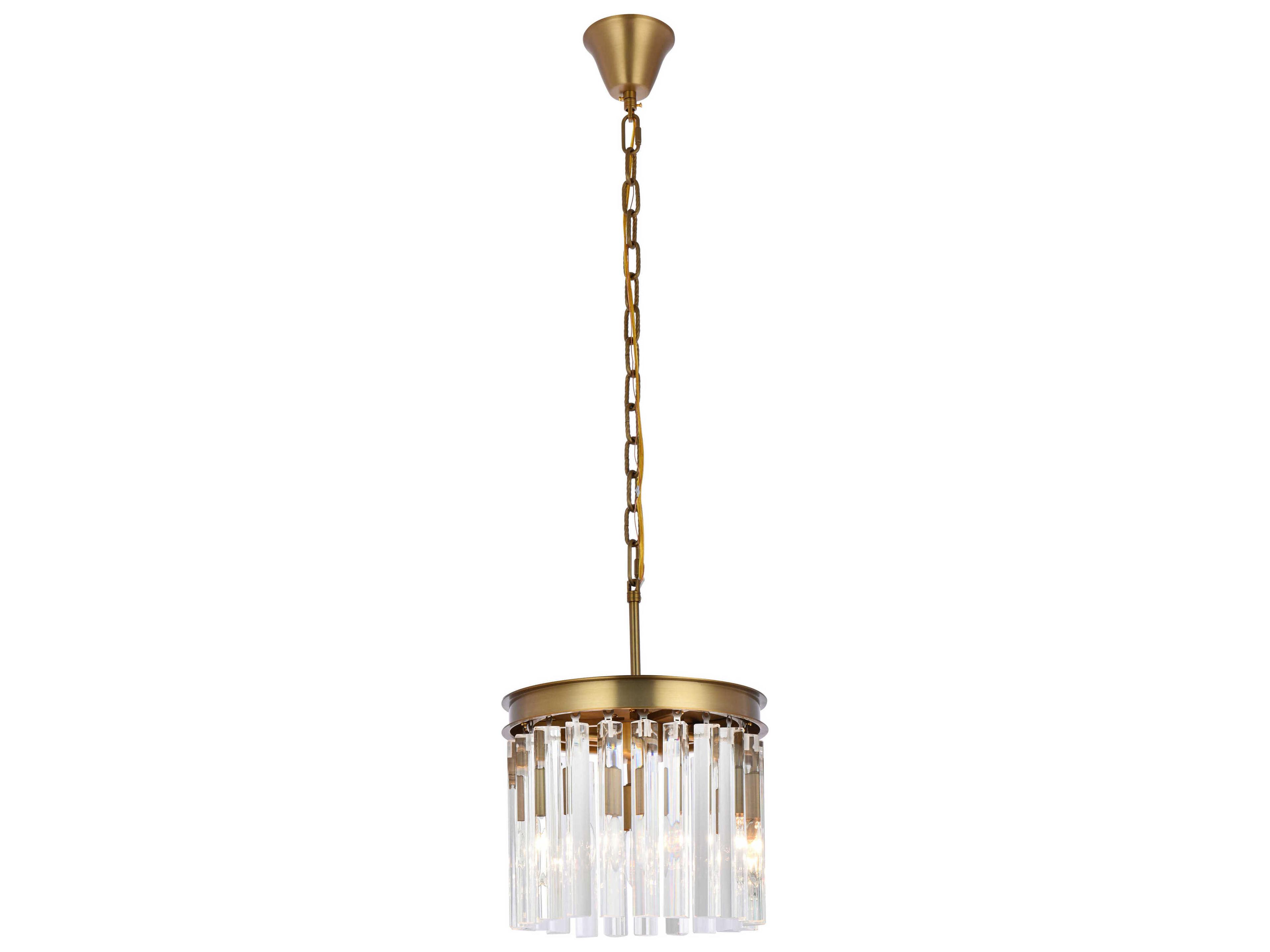 Elegant Lighting Sydney 3-Light Satin Gold Drum Pendant