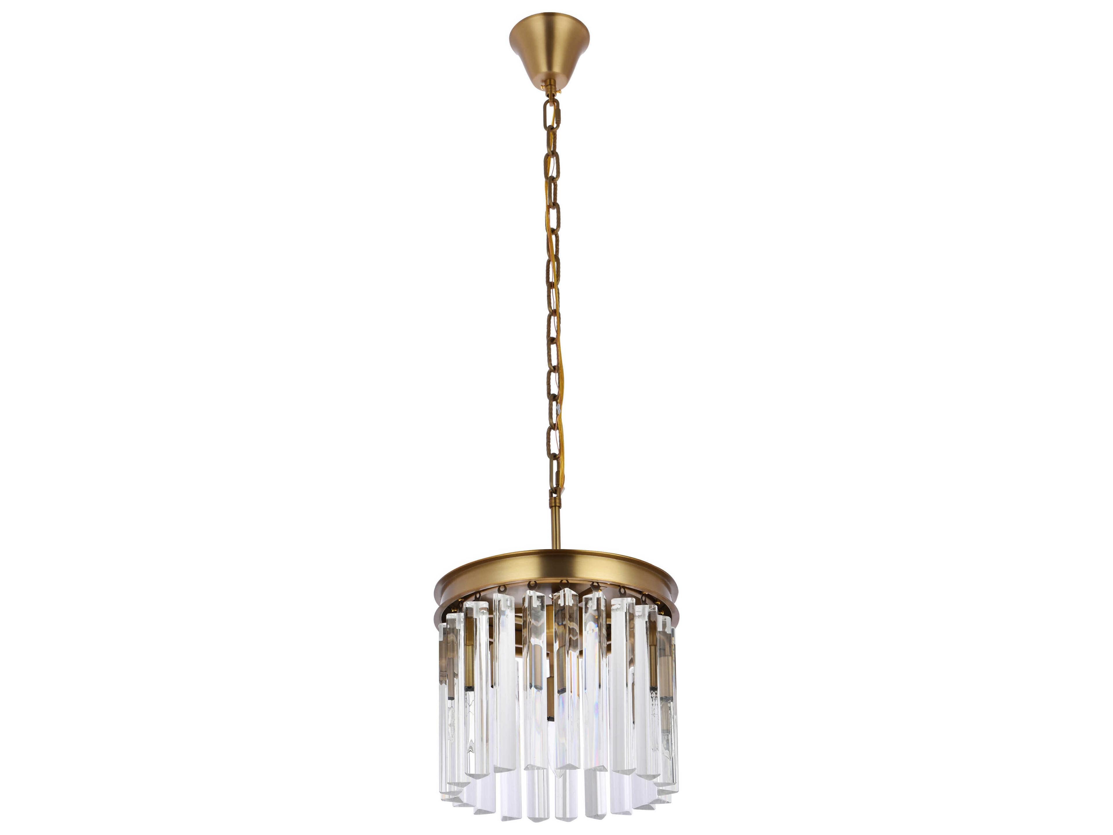 Elegant Lighting Sydney 3-Light Satin Gold Drum Pendant