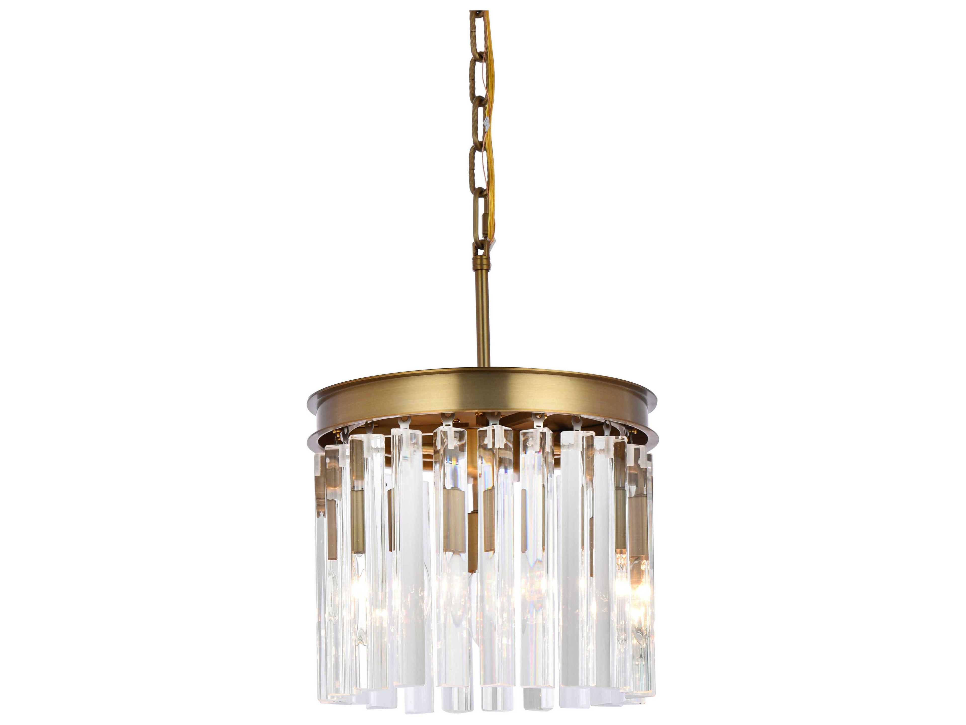 Elegant Lighting Sydney 3-Light Satin Gold Drum Pendant