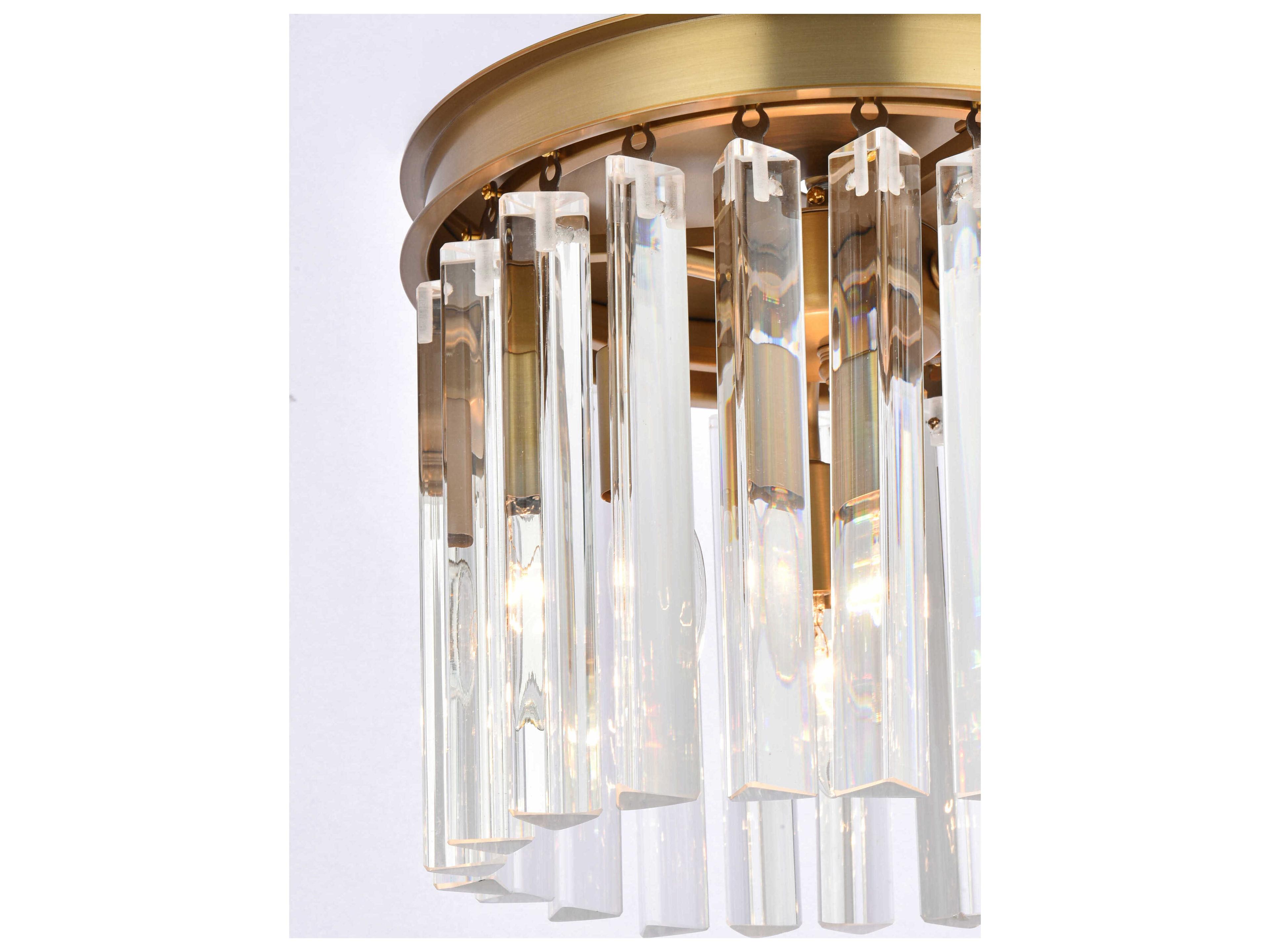 Elegant Lighting Sydney 3-Light Satin Gold Drum Pendant