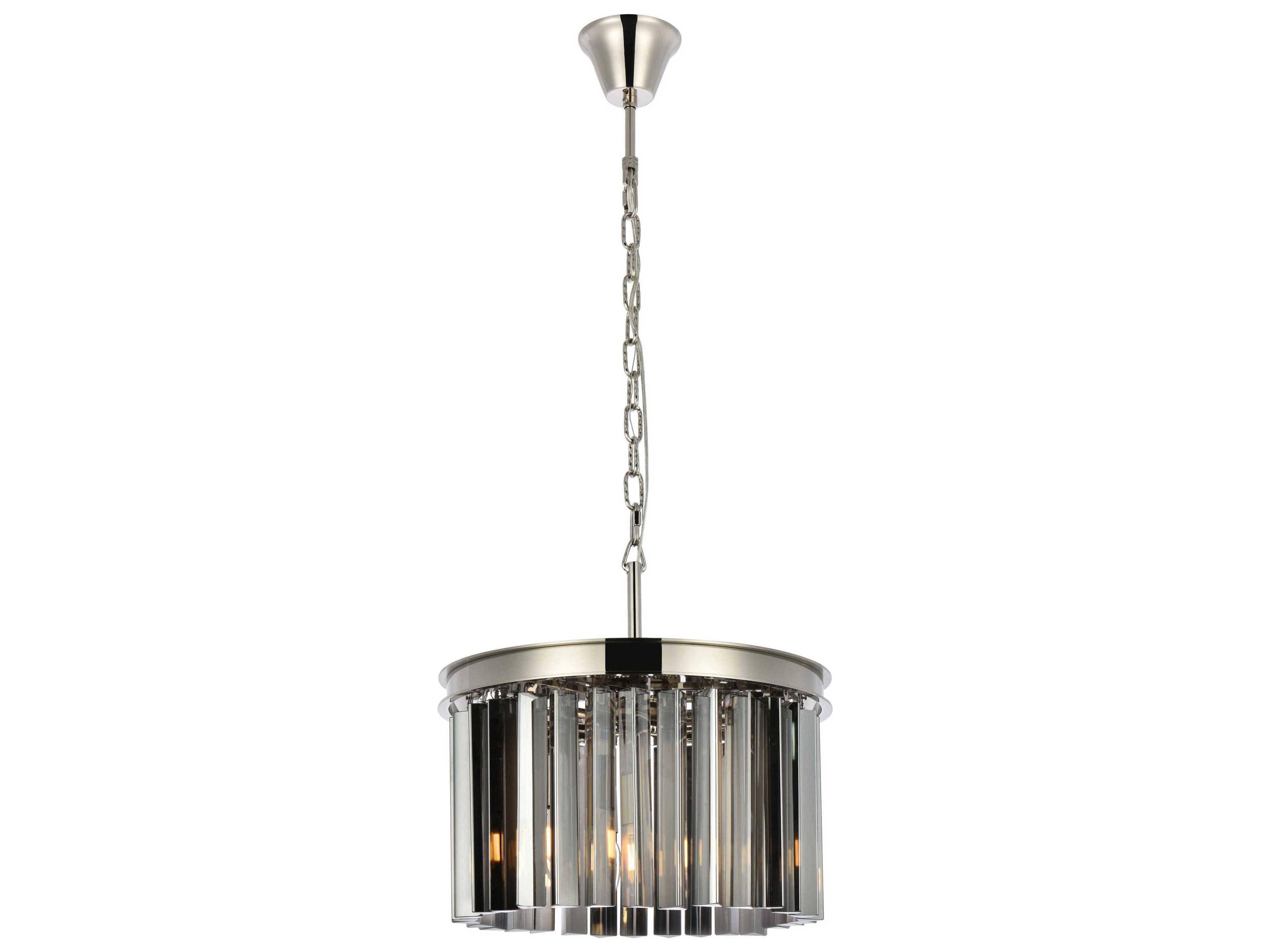 Sydney 3-Light Polished Nickel Silver Crystal Drum Pendant