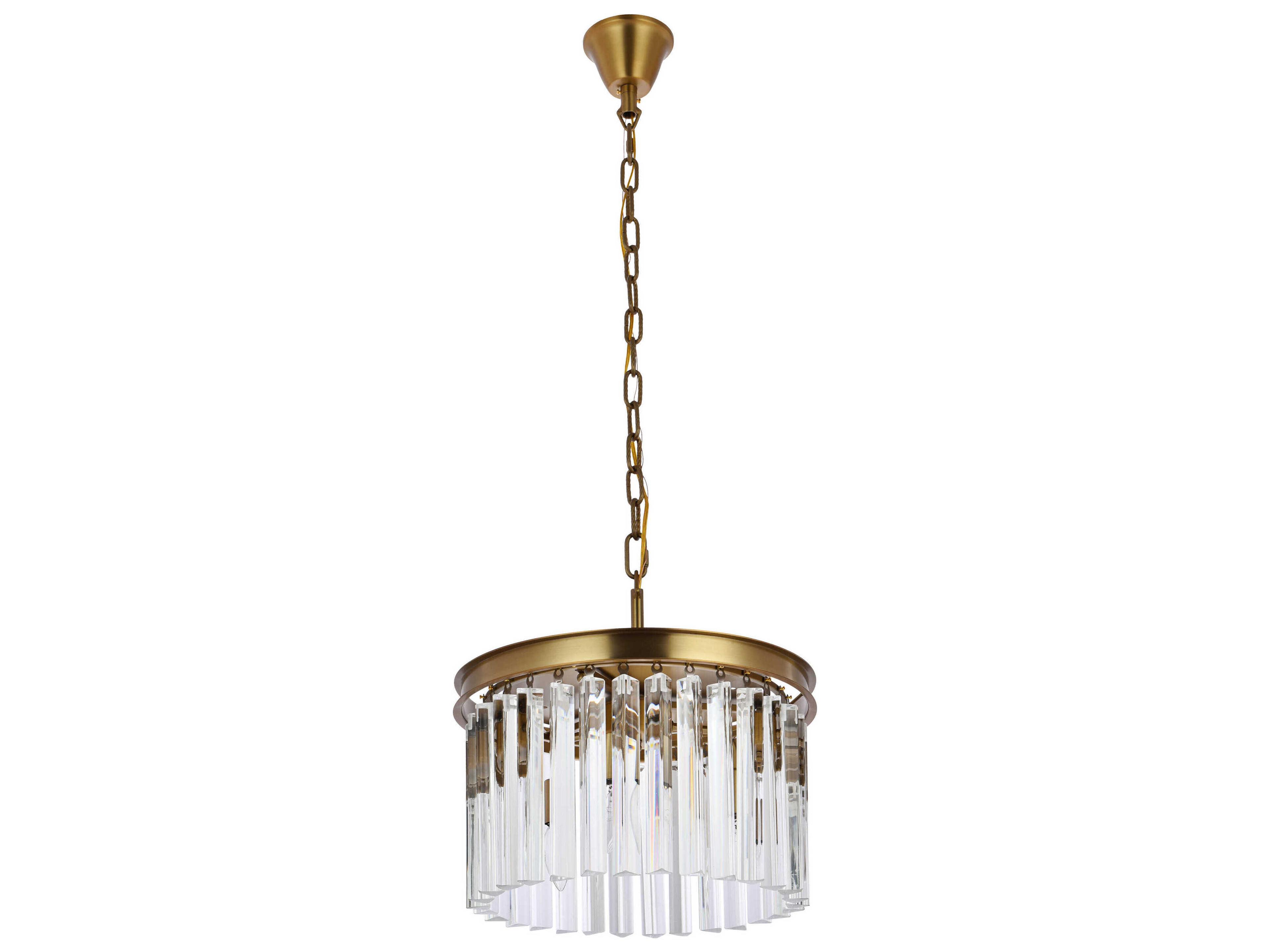 Elegant Lighting Sydney 3-Light Satin Gold Drum Island Pendant