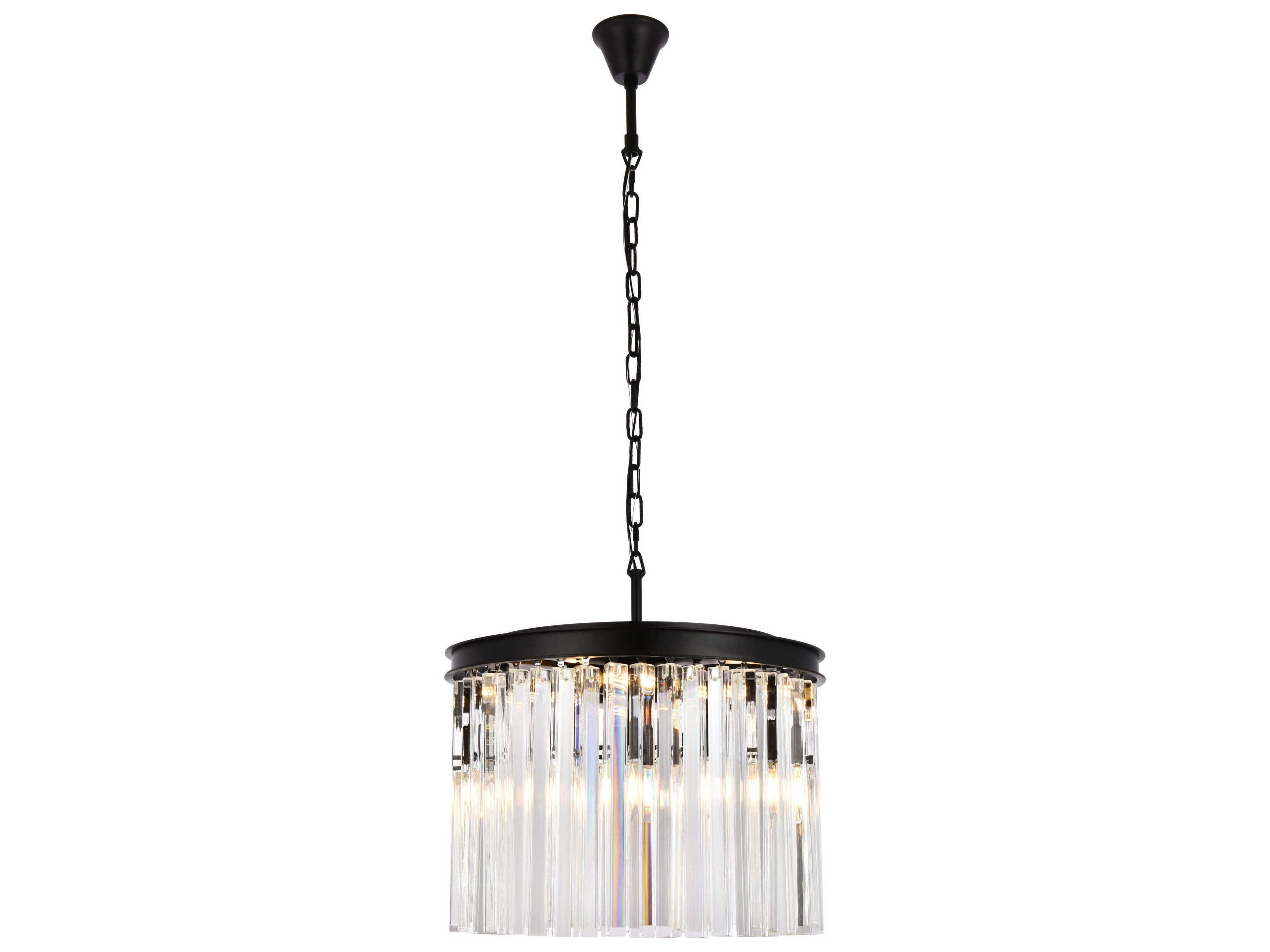 Sydney 6-Light Matte Black Clear Crystal Drum Pendant