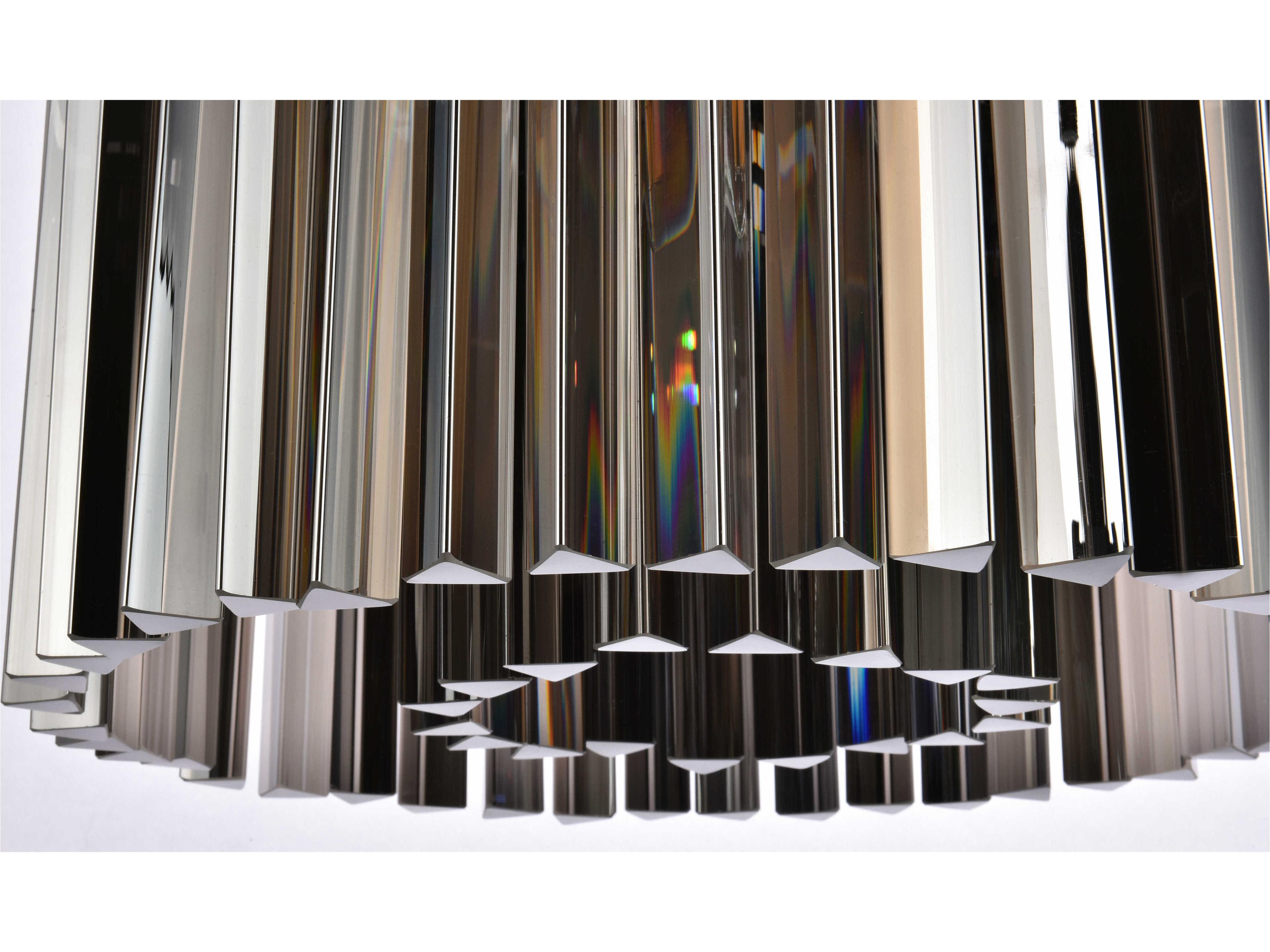 Elegant Lighting Sydney 6-Light Matte Black Silver Crystal Drum Pendant