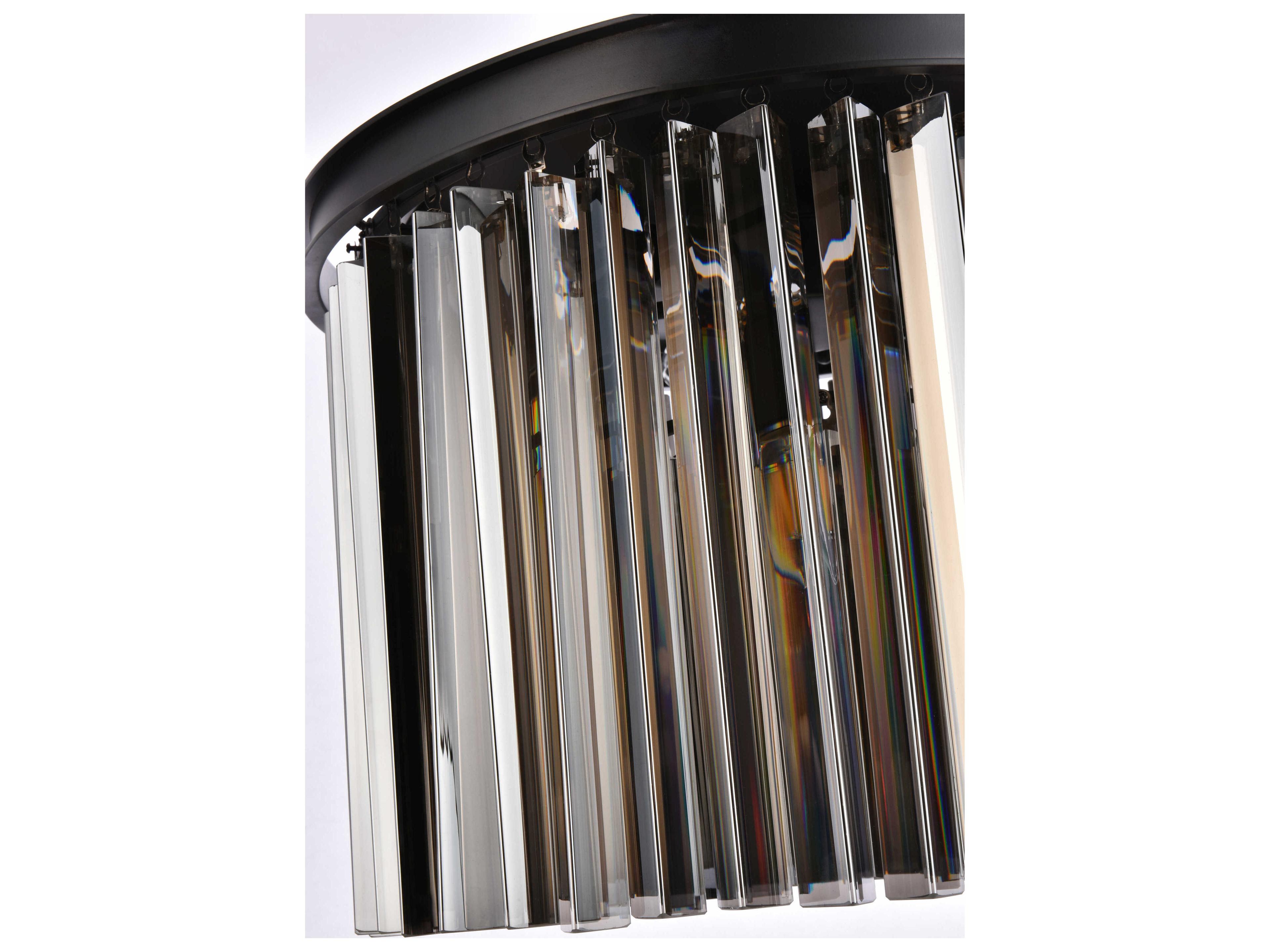 Elegant Lighting Sydney 6-Light Matte Black Silver Crystal Drum Pendant