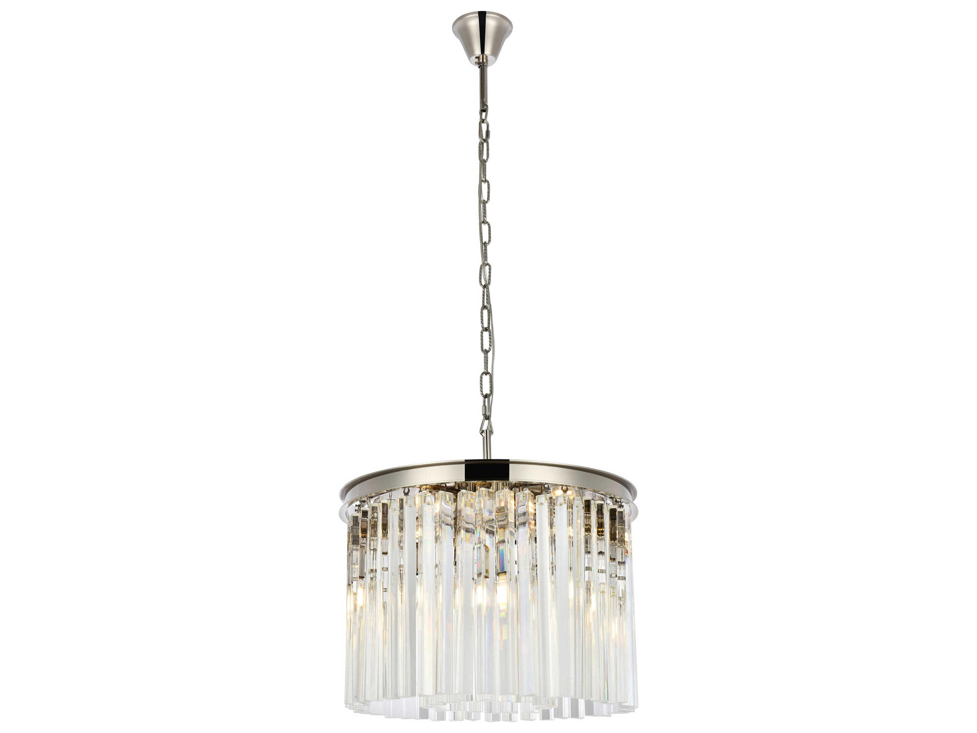 Sydney 6-Light Polished Nickel Clear Crystal Drum Pendant