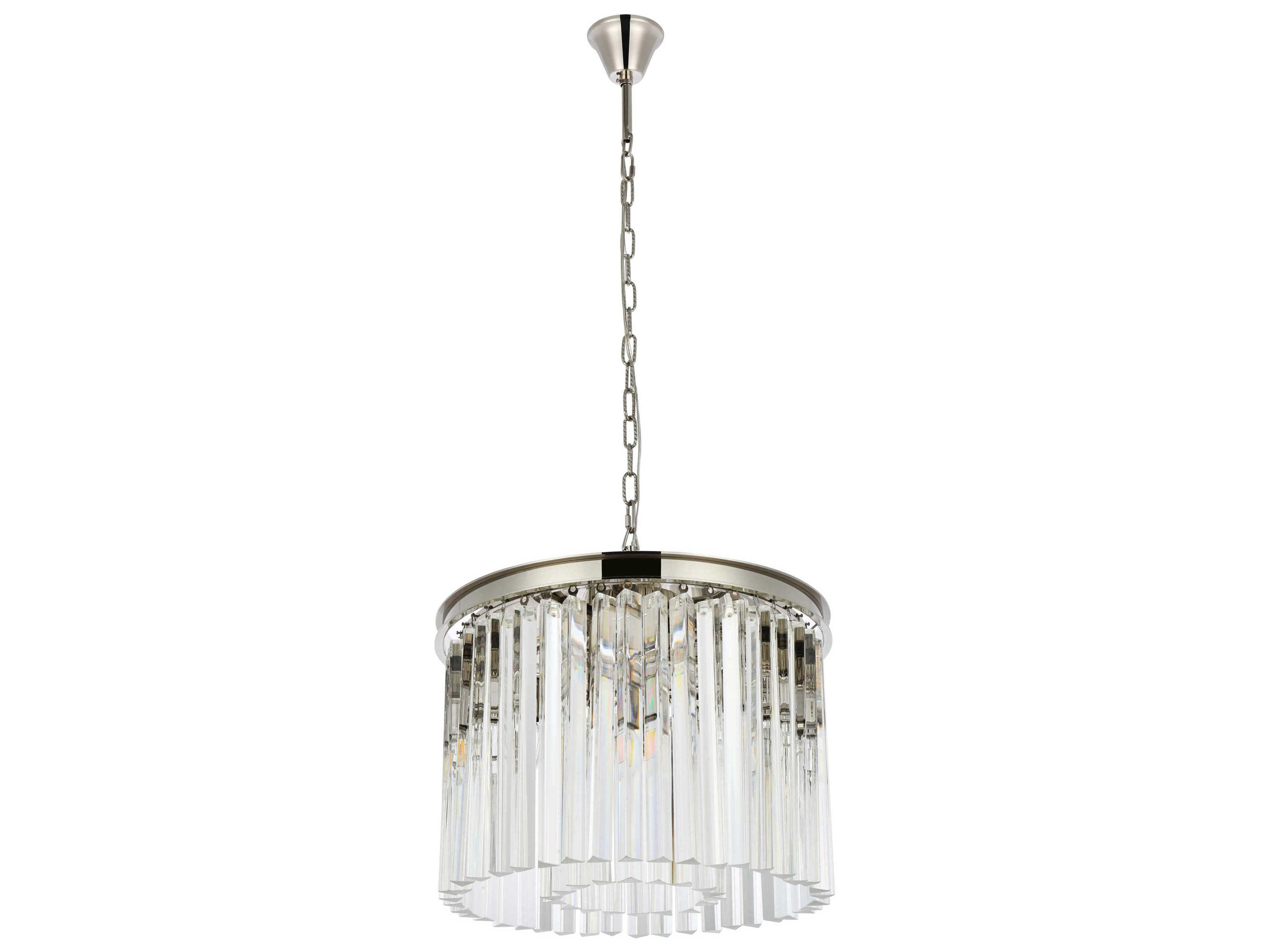 Elegant Lighting Sydney 6-Light Polished Nickel Clear Crystal Drum Pendant