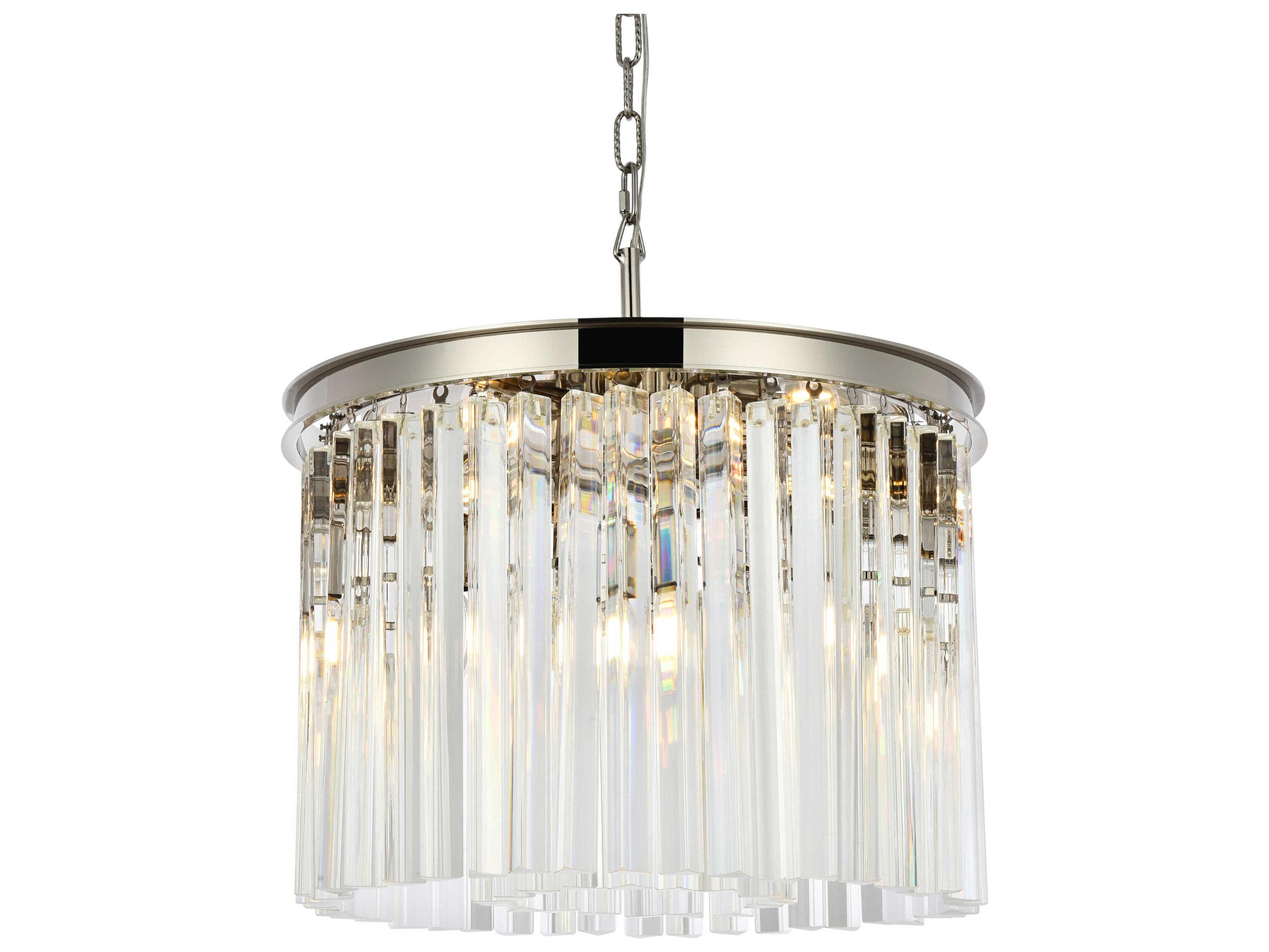 Elegant Lighting Sydney 6-Light Polished Nickel Clear Crystal Drum Pendant