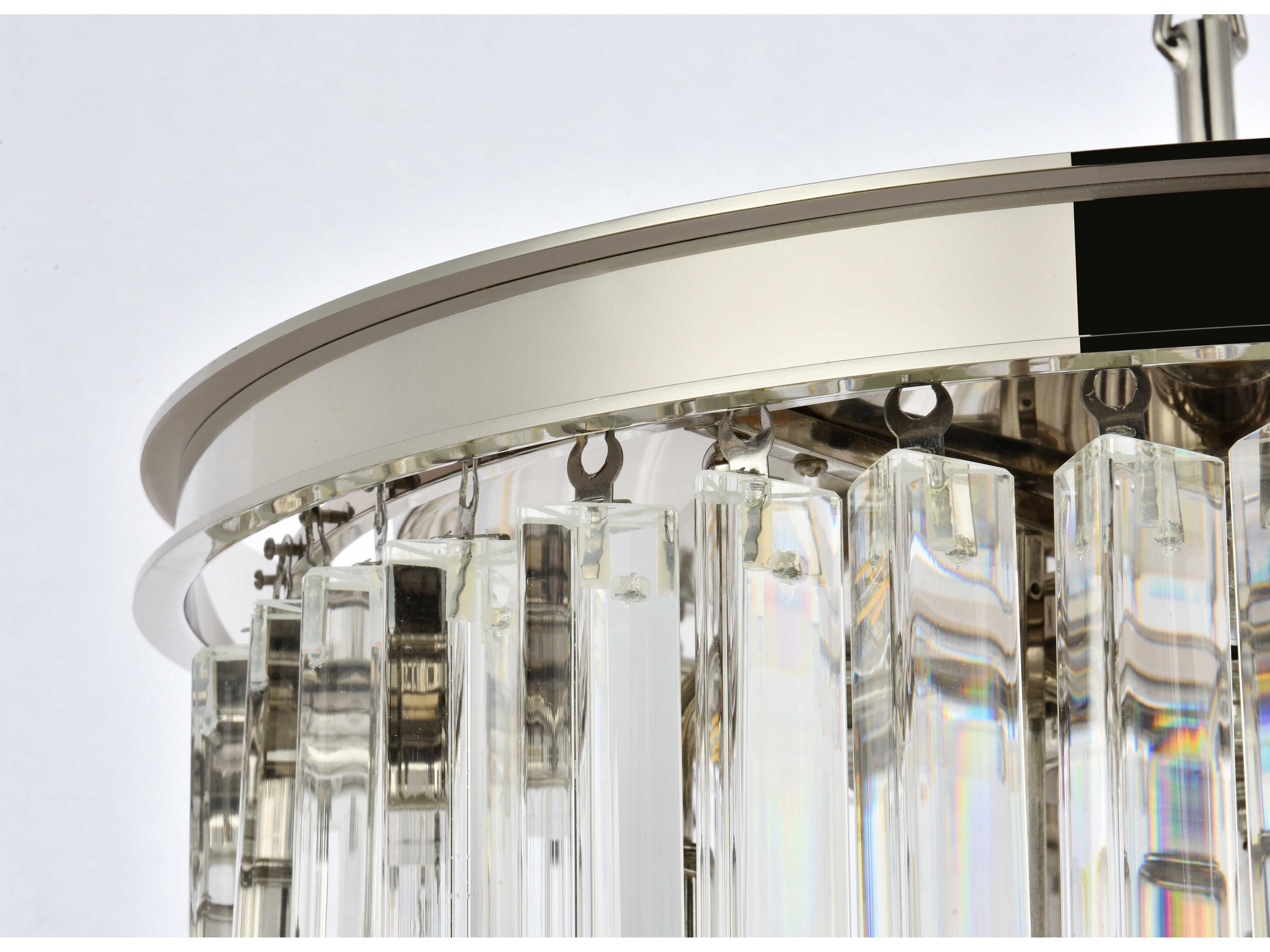 Elegant Lighting Sydney 6-Light Polished Nickel Clear Crystal Drum Pendant