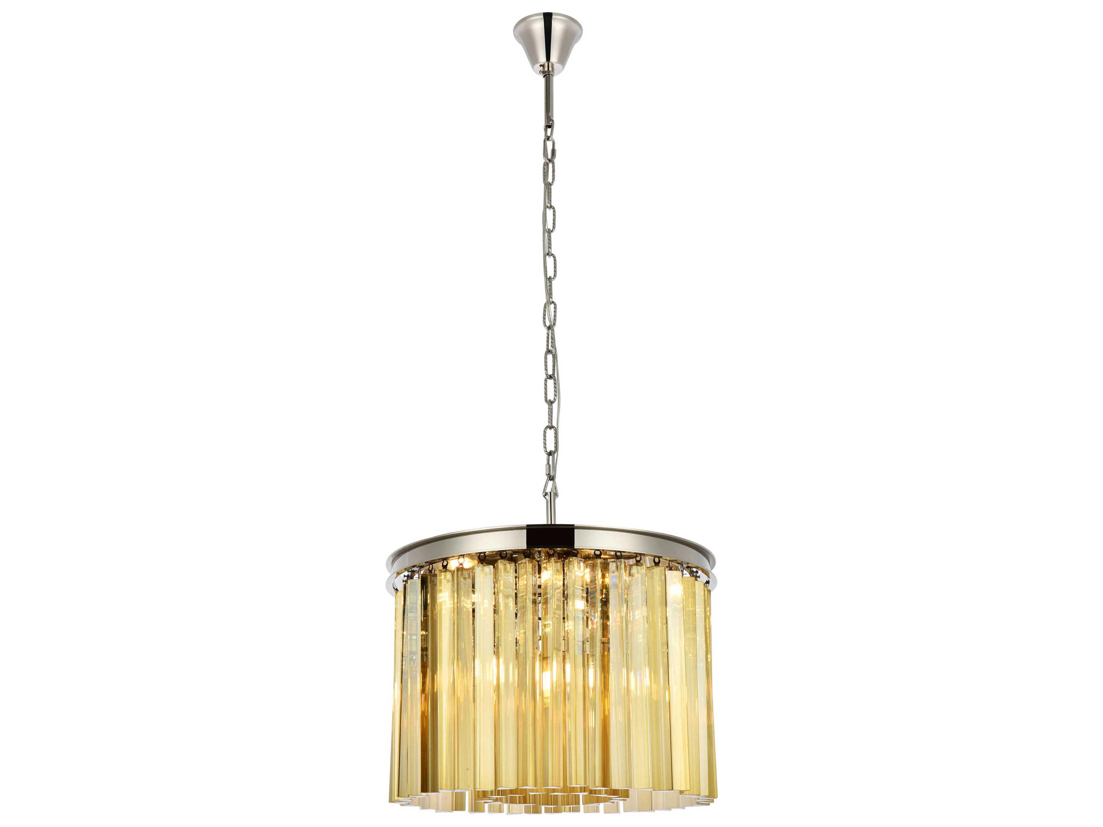 Sydney 6-Light Polished Nickel Gold Crystal Drum Pendant