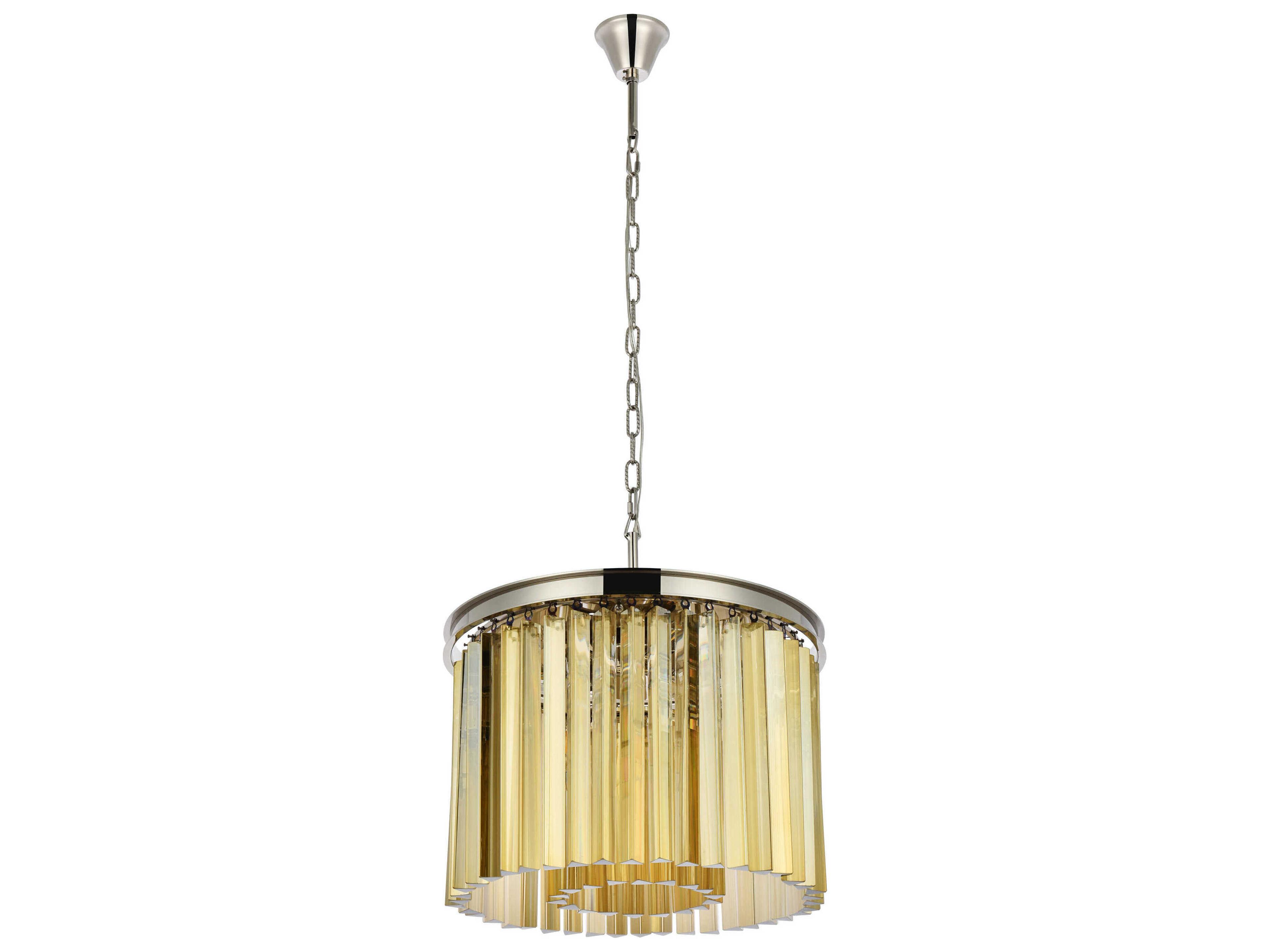 Elegant Lighting Sydney 6-Light Polished Nickel Gold Crystal Drum Pendant