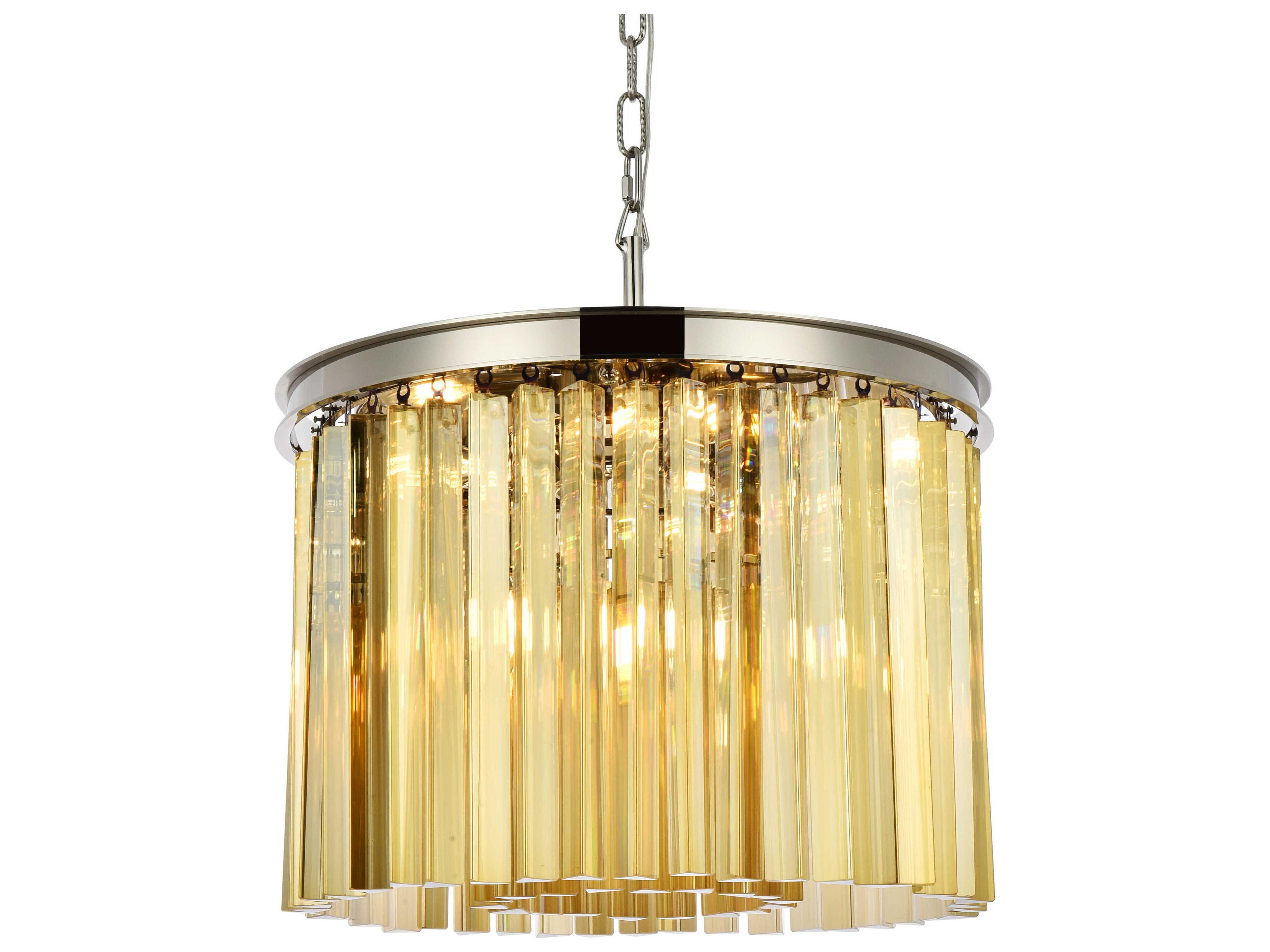 Elegant Lighting Sydney 6-Light Polished Nickel Gold Crystal Drum Pendant