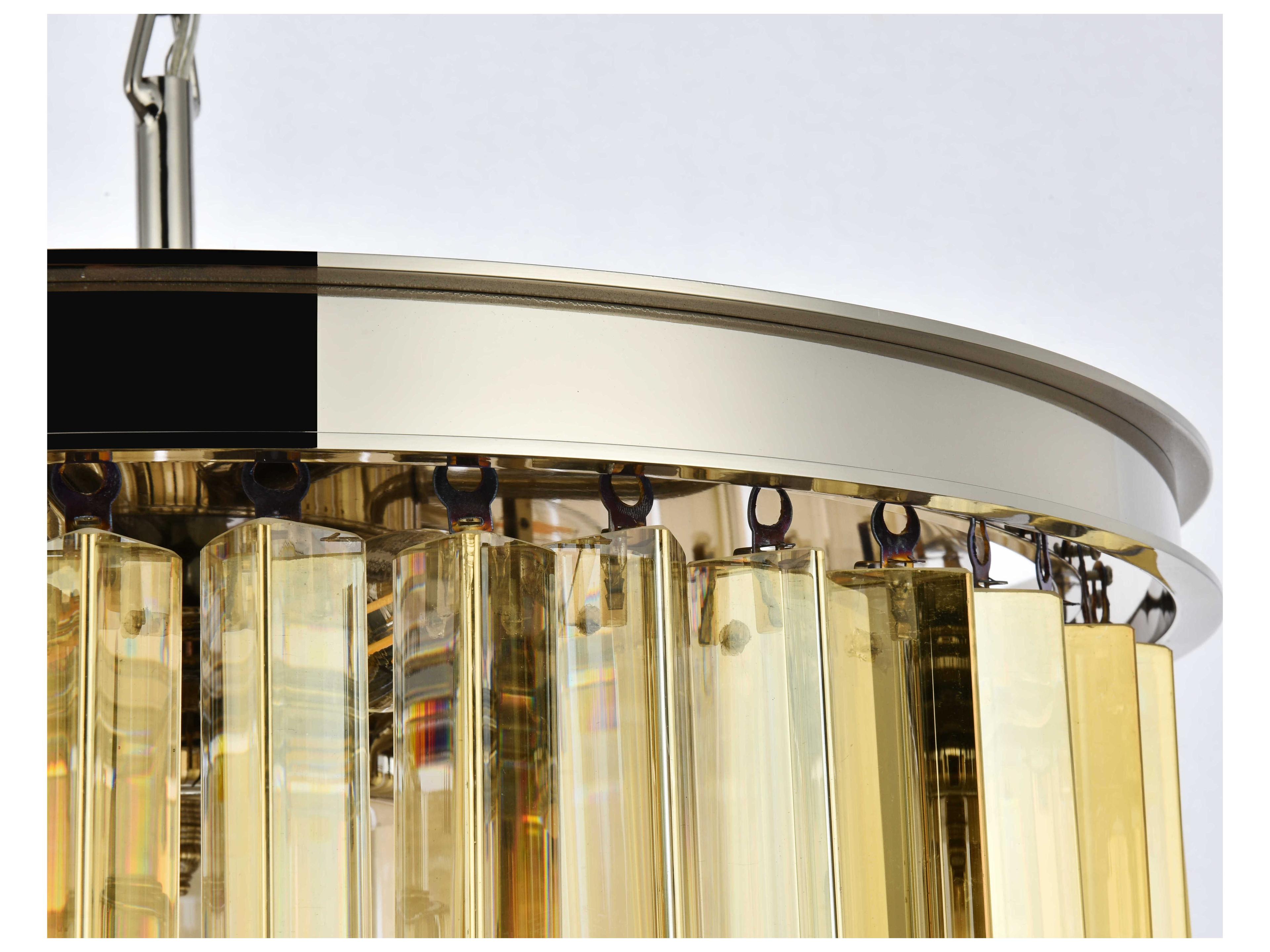 Elegant Lighting Sydney 6-Light Polished Nickel Gold Crystal Drum Pendant