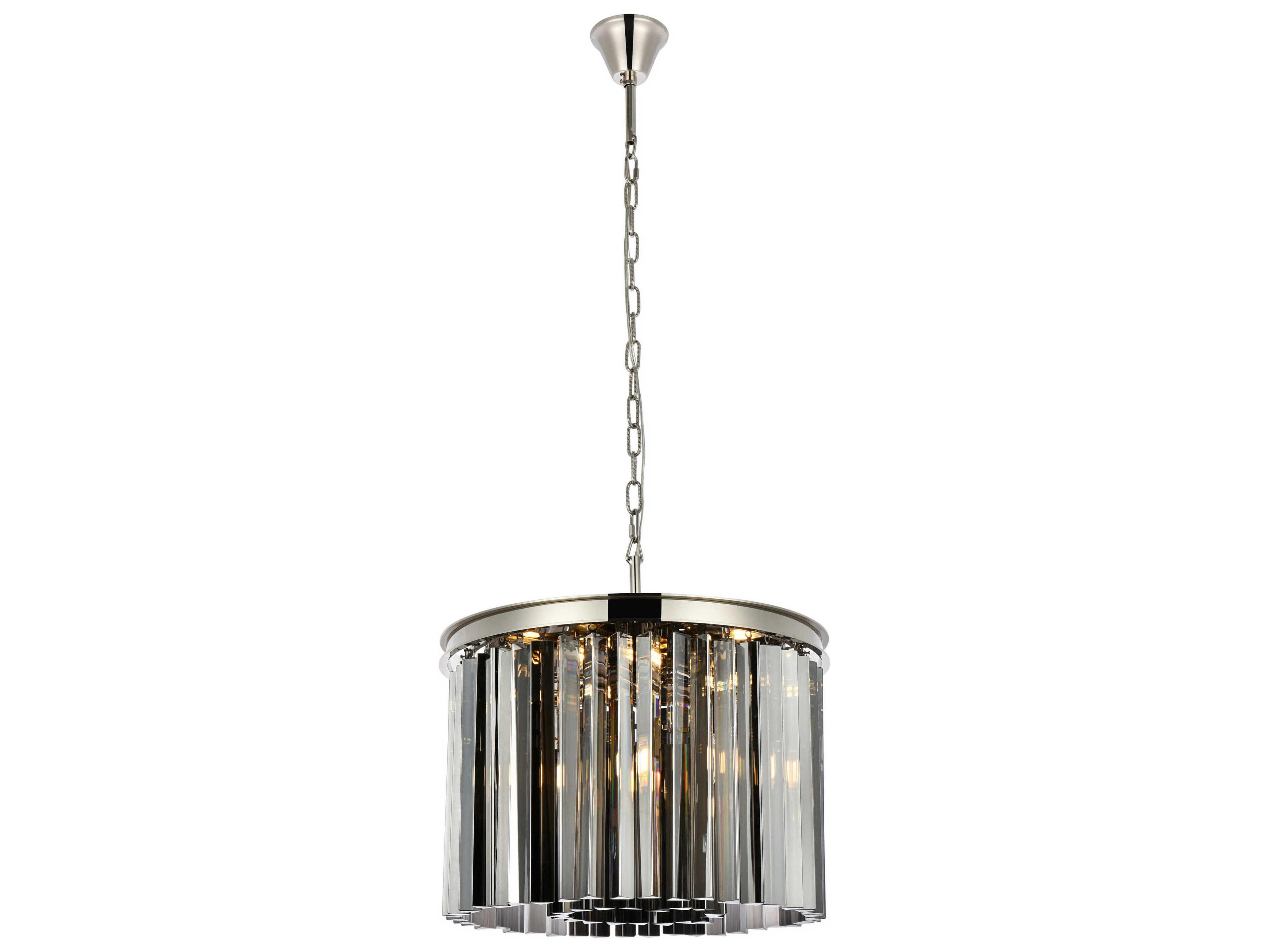 Sydney 6-Light Polished Nickel Silver Crystal Drum Pendant