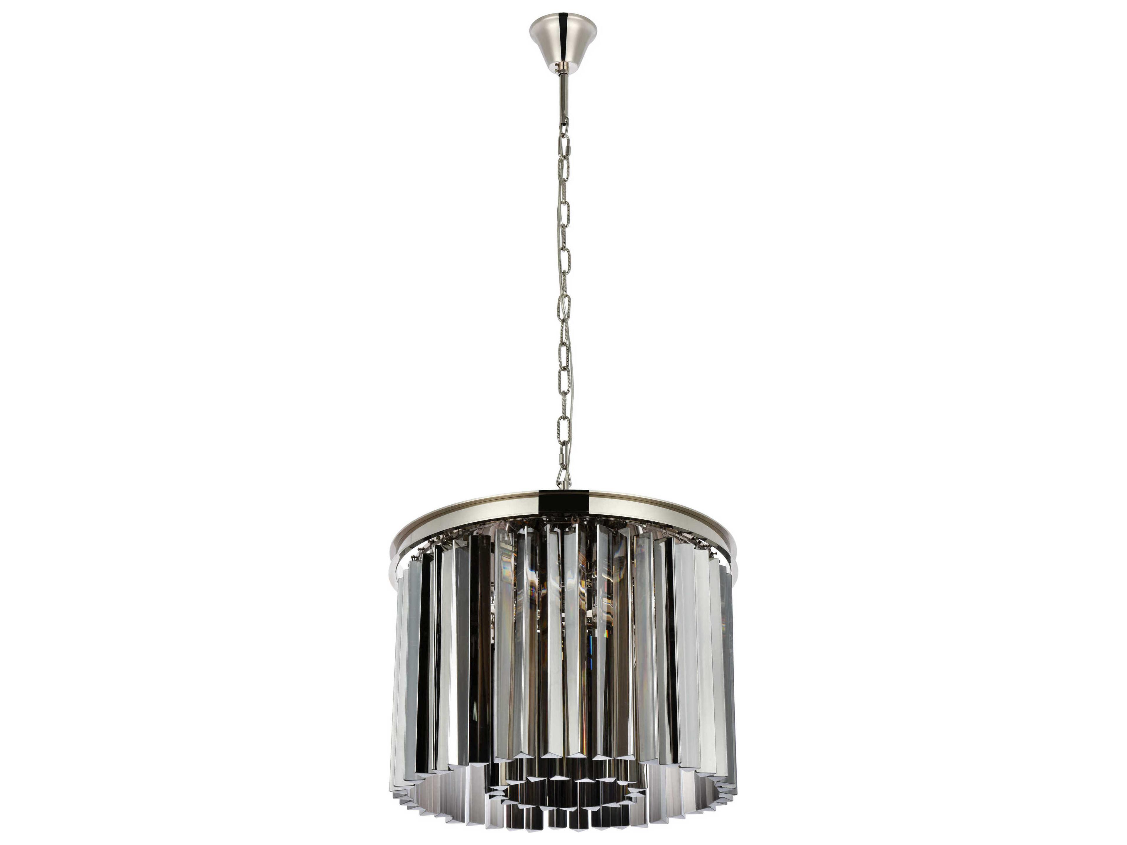 Elegant Lighting Sydney 6-Light Polished Nickel Silver Crystal Drum Pendant
