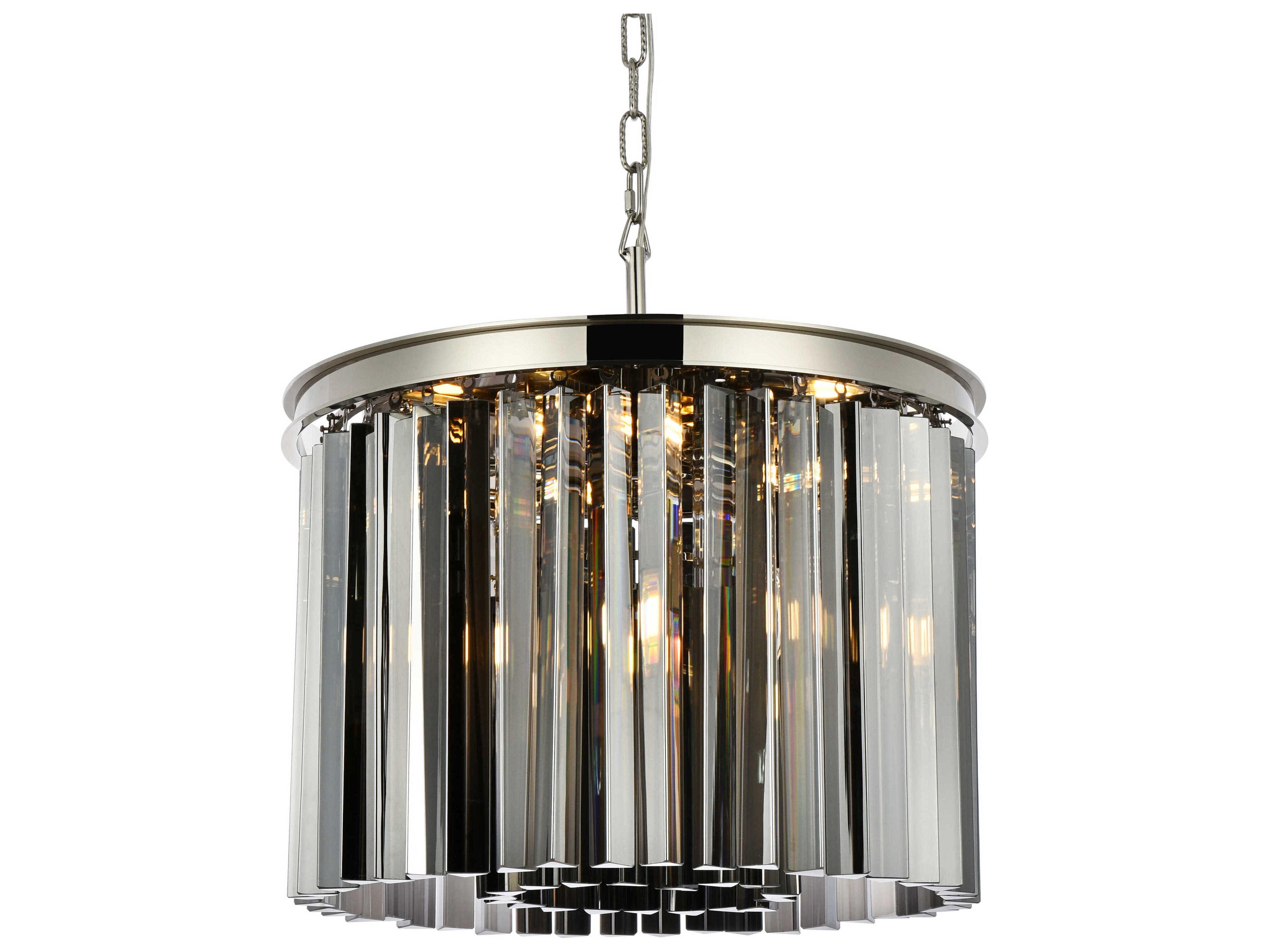 Elegant Lighting Sydney 6-Light Polished Nickel Silver Crystal Drum Pendant