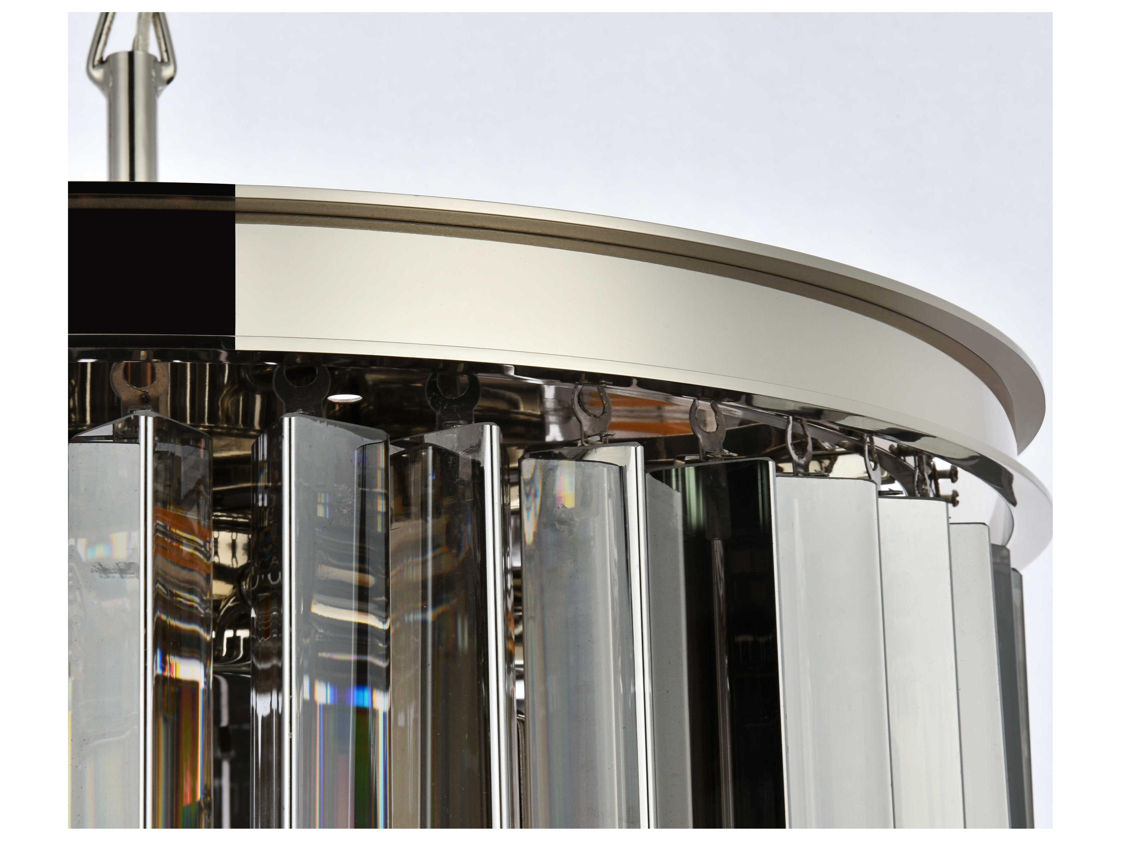 Elegant Lighting Sydney 6-Light Polished Nickel Silver Crystal Drum Pendant