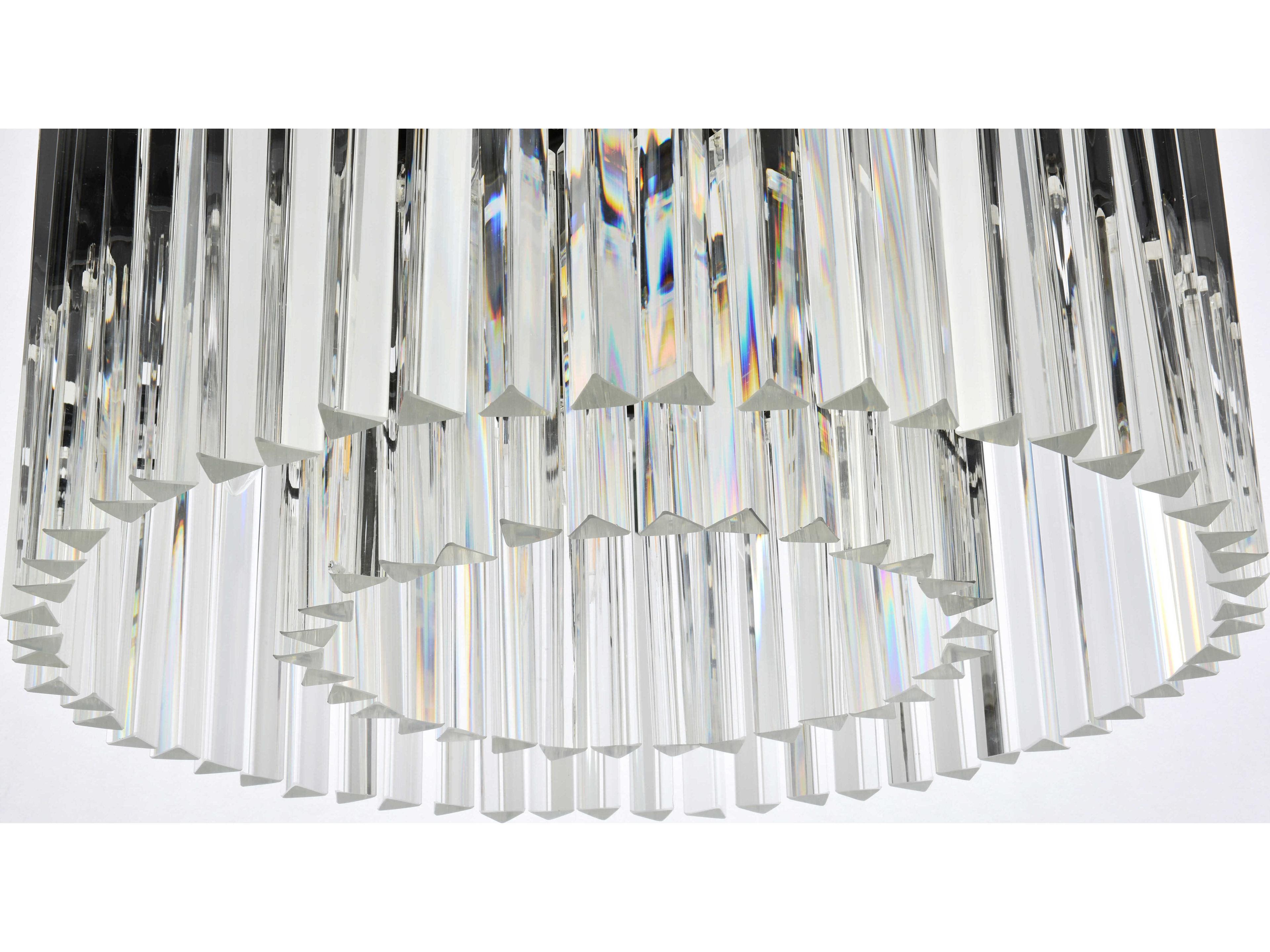 Elegant Lighting Sydney 8-Light Matte Black Clear Crystal Drum Pendant