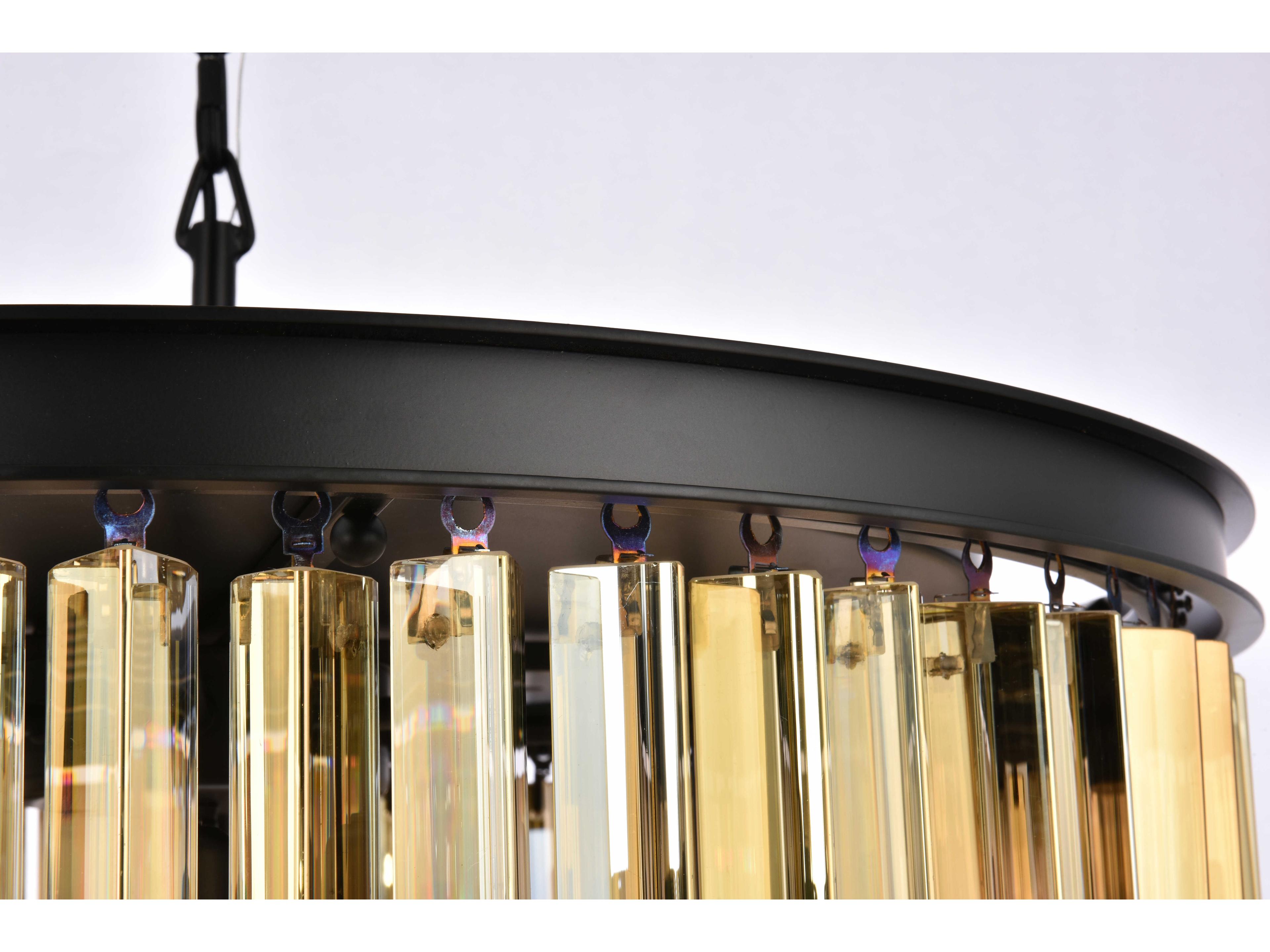 Elegant Lighting Sydney 8-Light Matte Black Gold Crystal Tiered Pendant