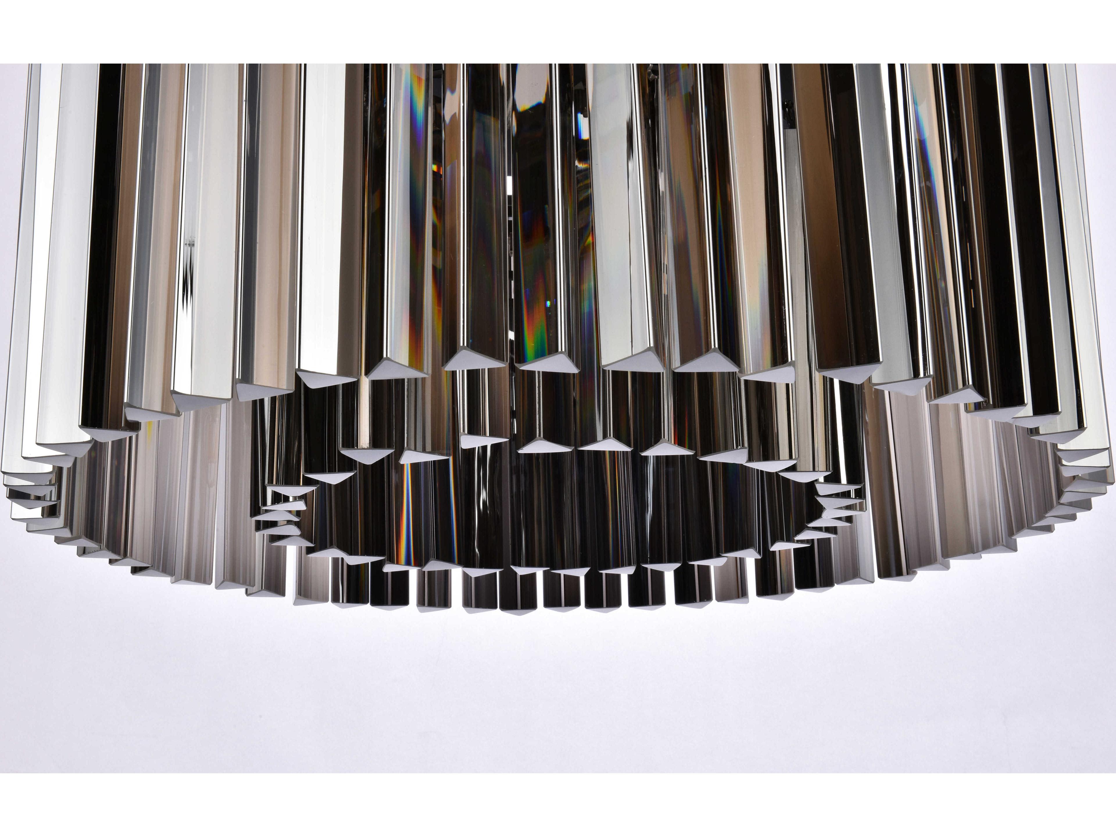 Elegant Lighting Sydney 8-Light Matte Black Silver Crystal Drum Pendant