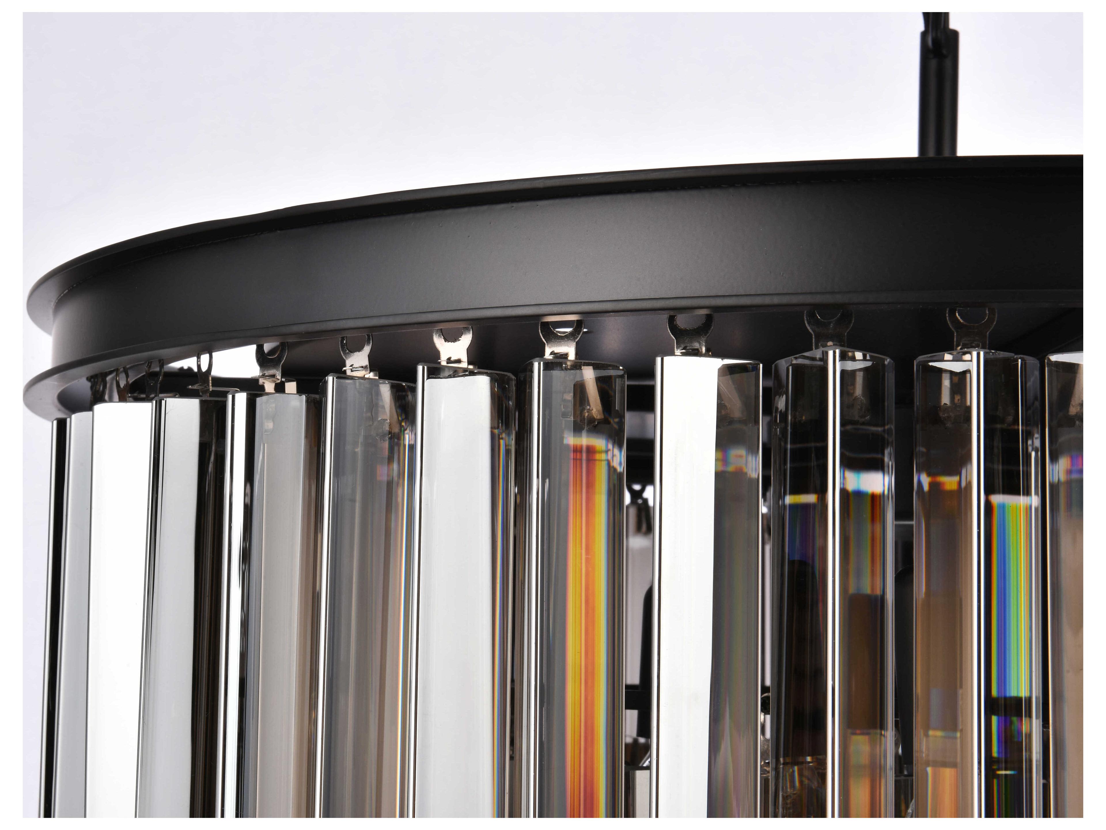 Elegant Lighting Sydney 8-Light Matte Black Silver Crystal Drum Pendant