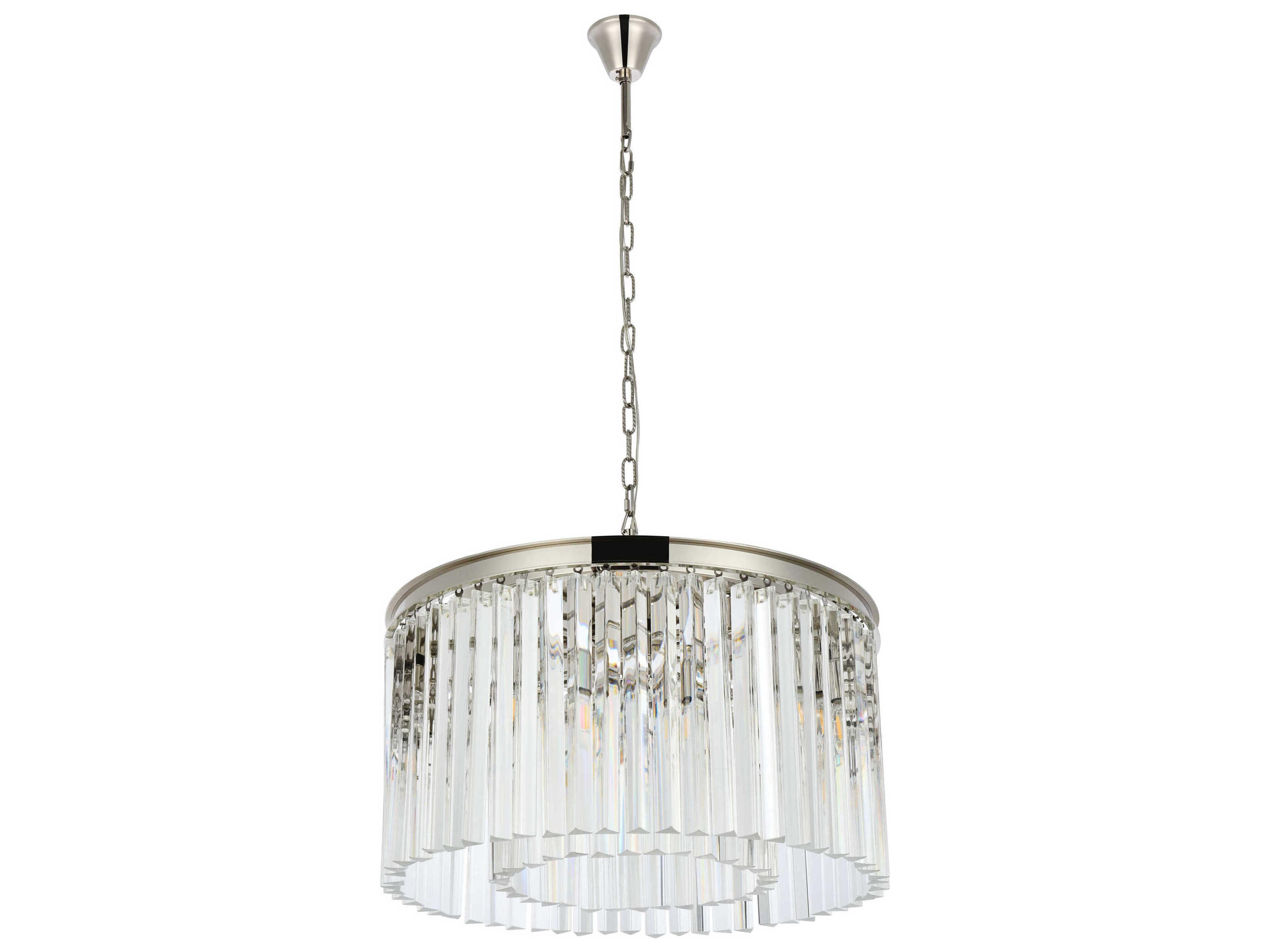 Elegant Lighting Sydney 8-Light Polished Nickel Clear Crystal Drum Pendant