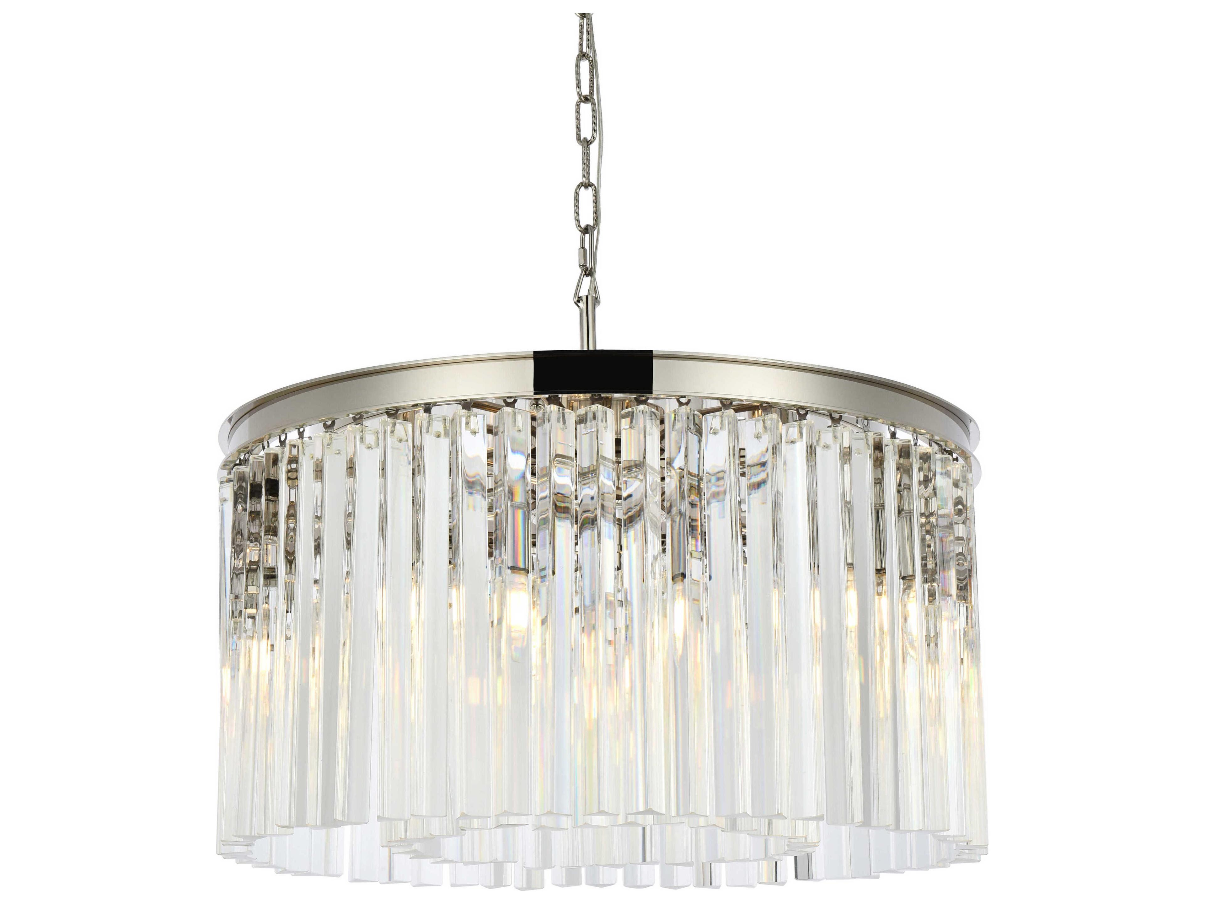 Elegant Lighting Sydney 8-Light Polished Nickel Clear Crystal Drum Pendant