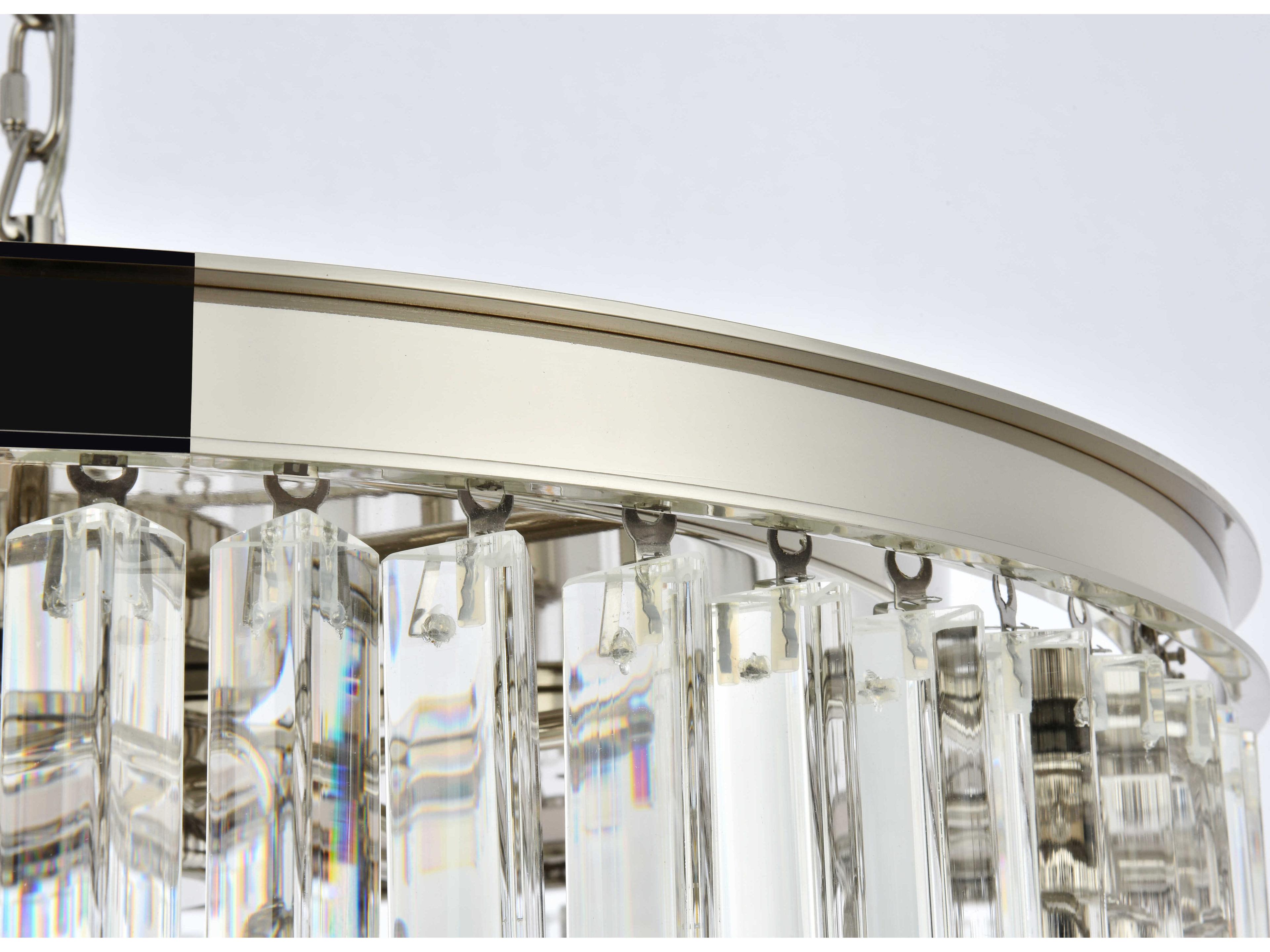 Elegant Lighting Sydney 8-Light Polished Nickel Clear Crystal Drum Pendant