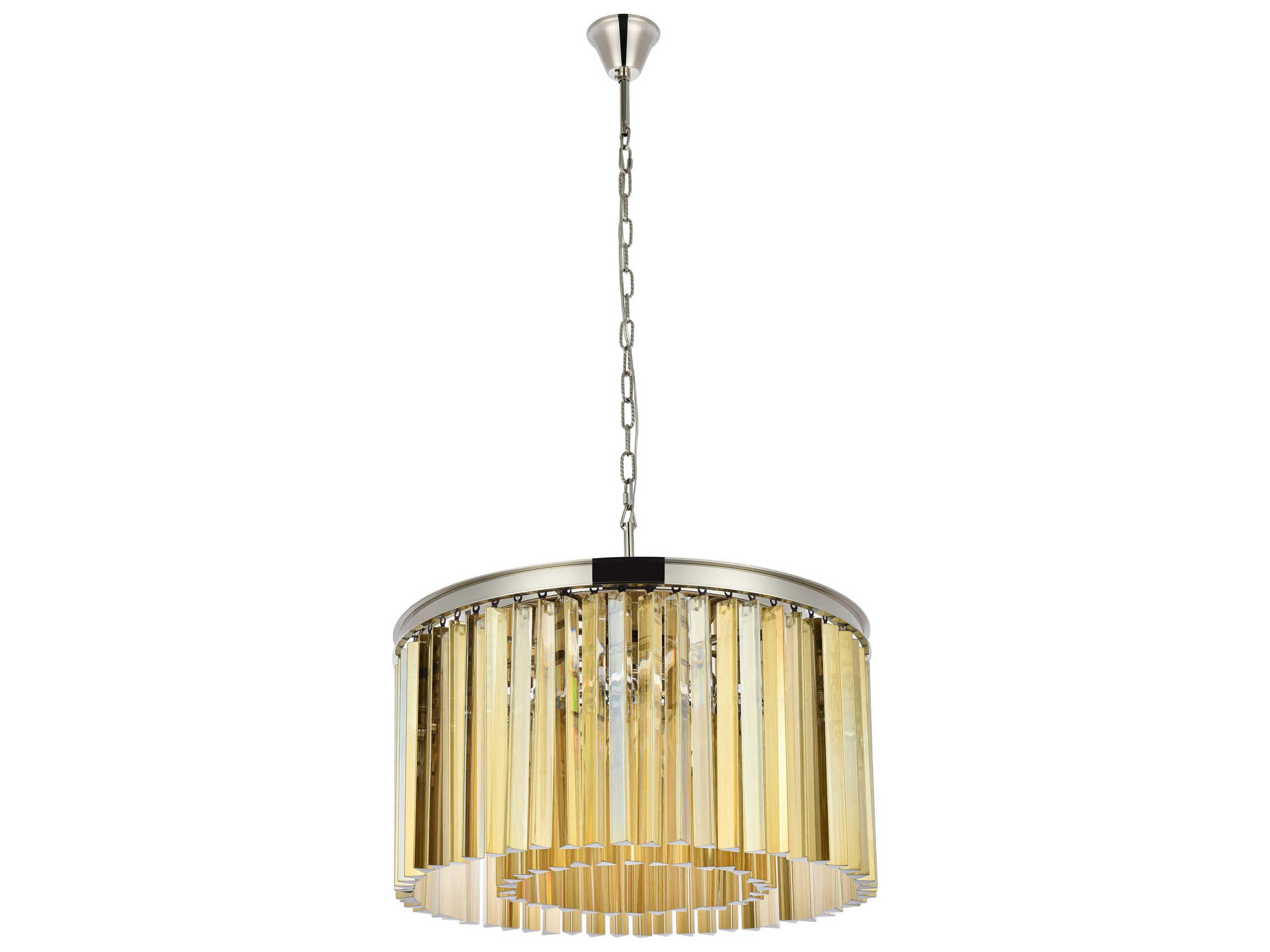 Elegant Lighting Sydney 8-Light Polished Nickel Gold Crystal Drum Pendant