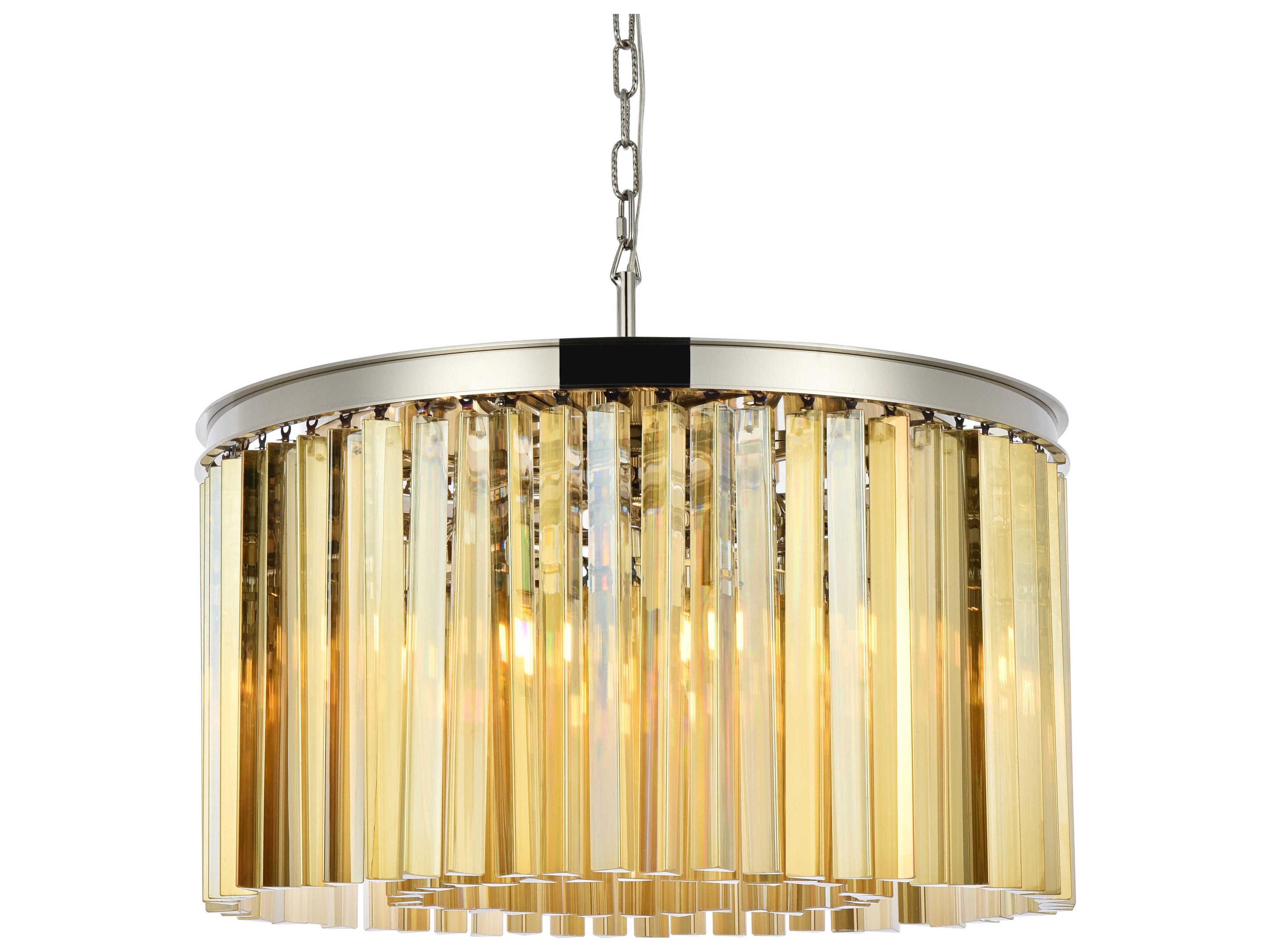 Elegant Lighting Sydney 8-Light Polished Nickel Gold Crystal Drum Pendant