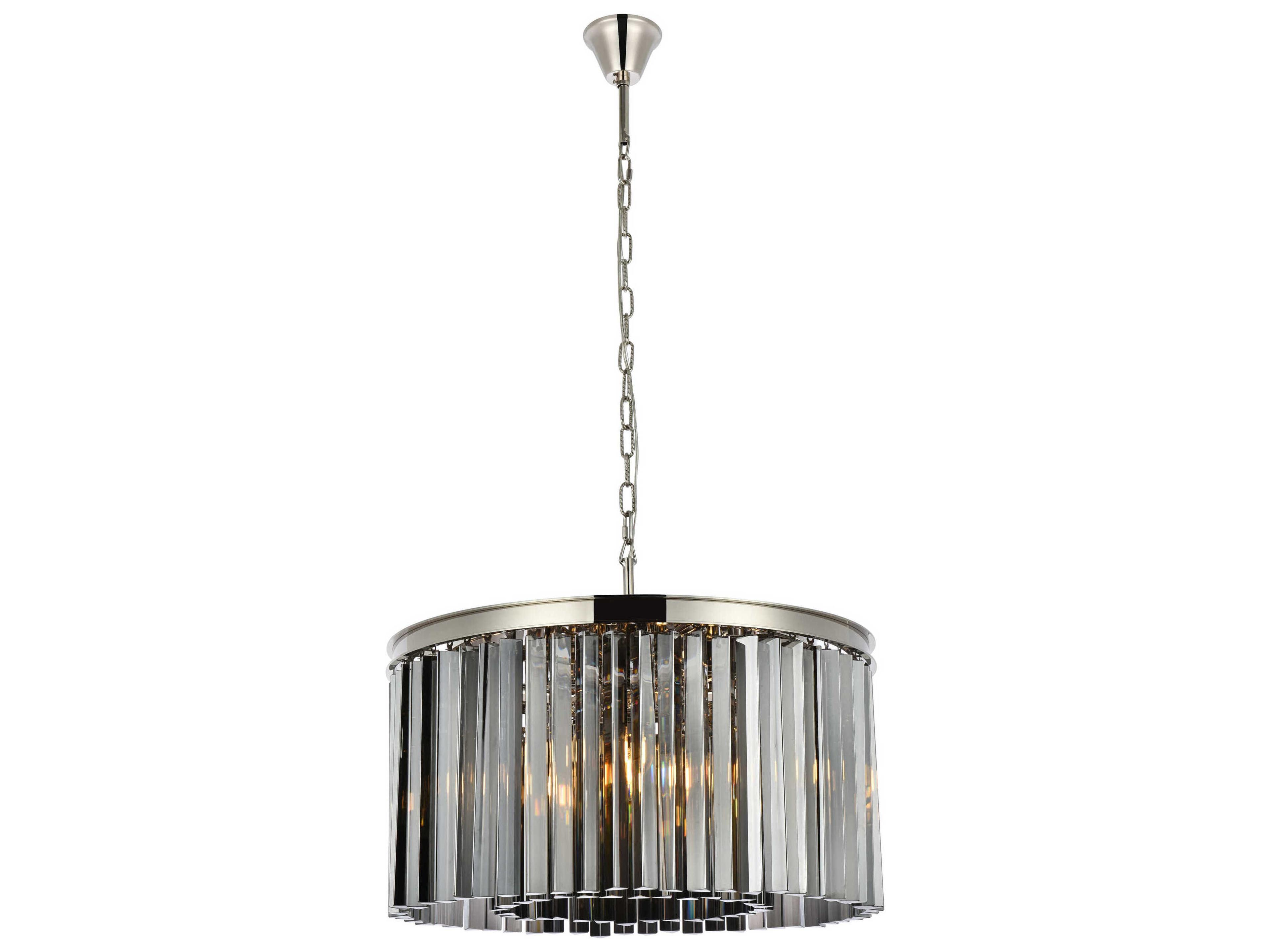 Sydney 8-Light Polished Nickel Silver Crystal Drum Pendant