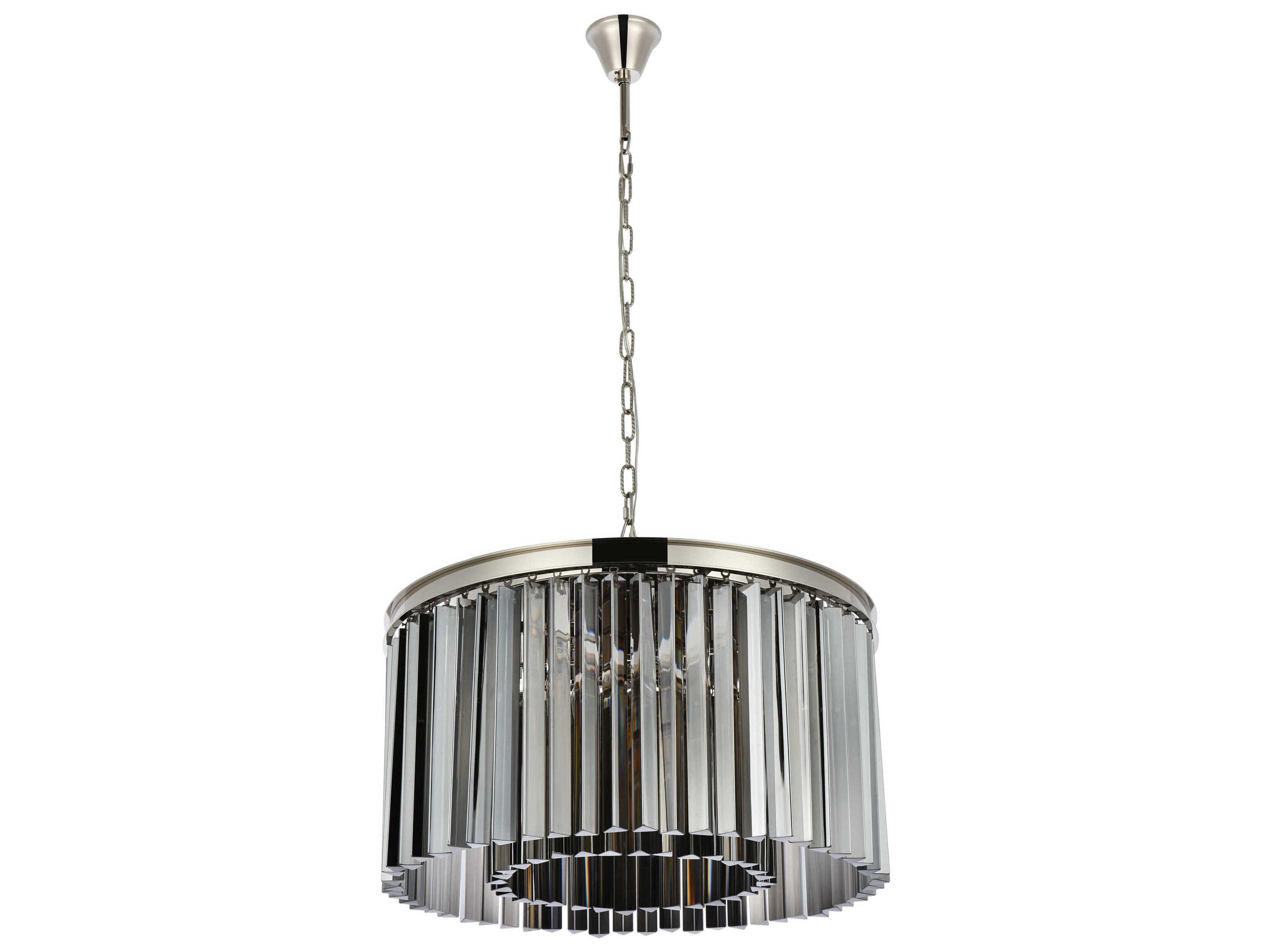 Elegant Lighting Sydney 8-Light Polished Nickel Silver Crystal Drum Pendant