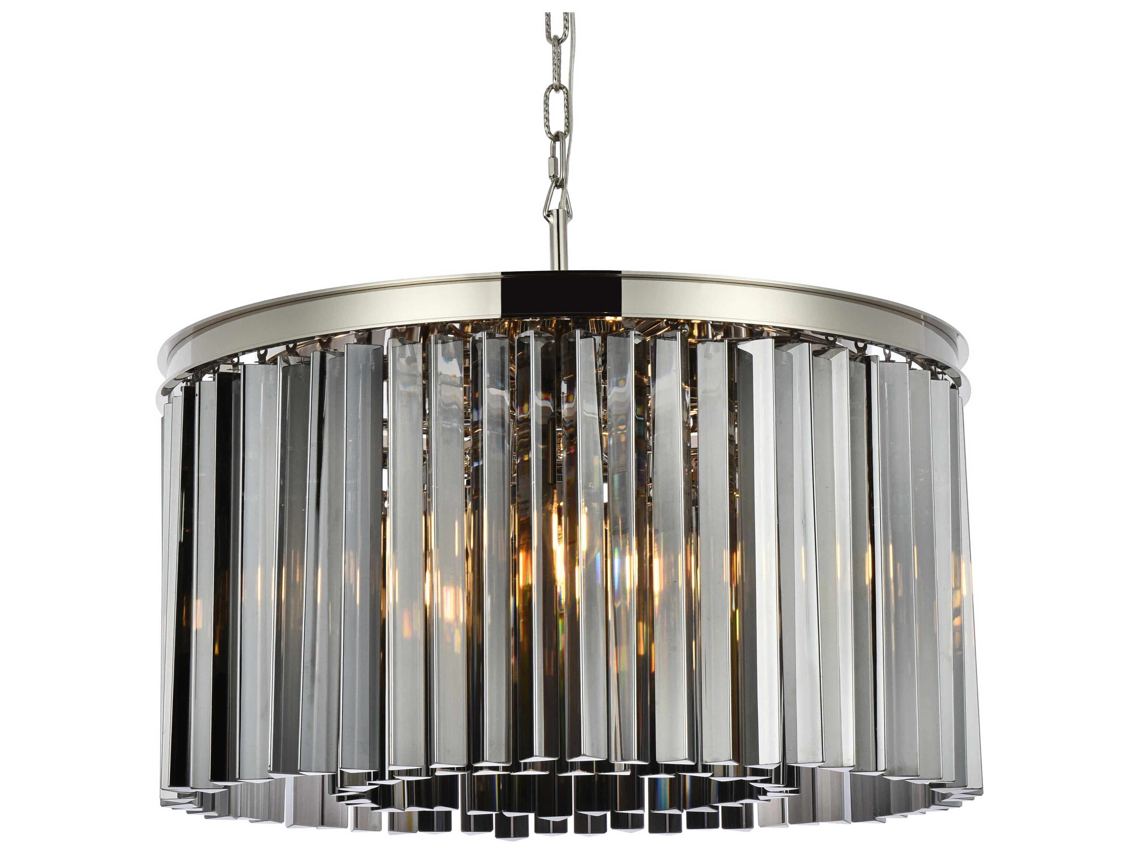 Elegant Lighting Sydney 8-Light Polished Nickel Silver Crystal Drum Pendant