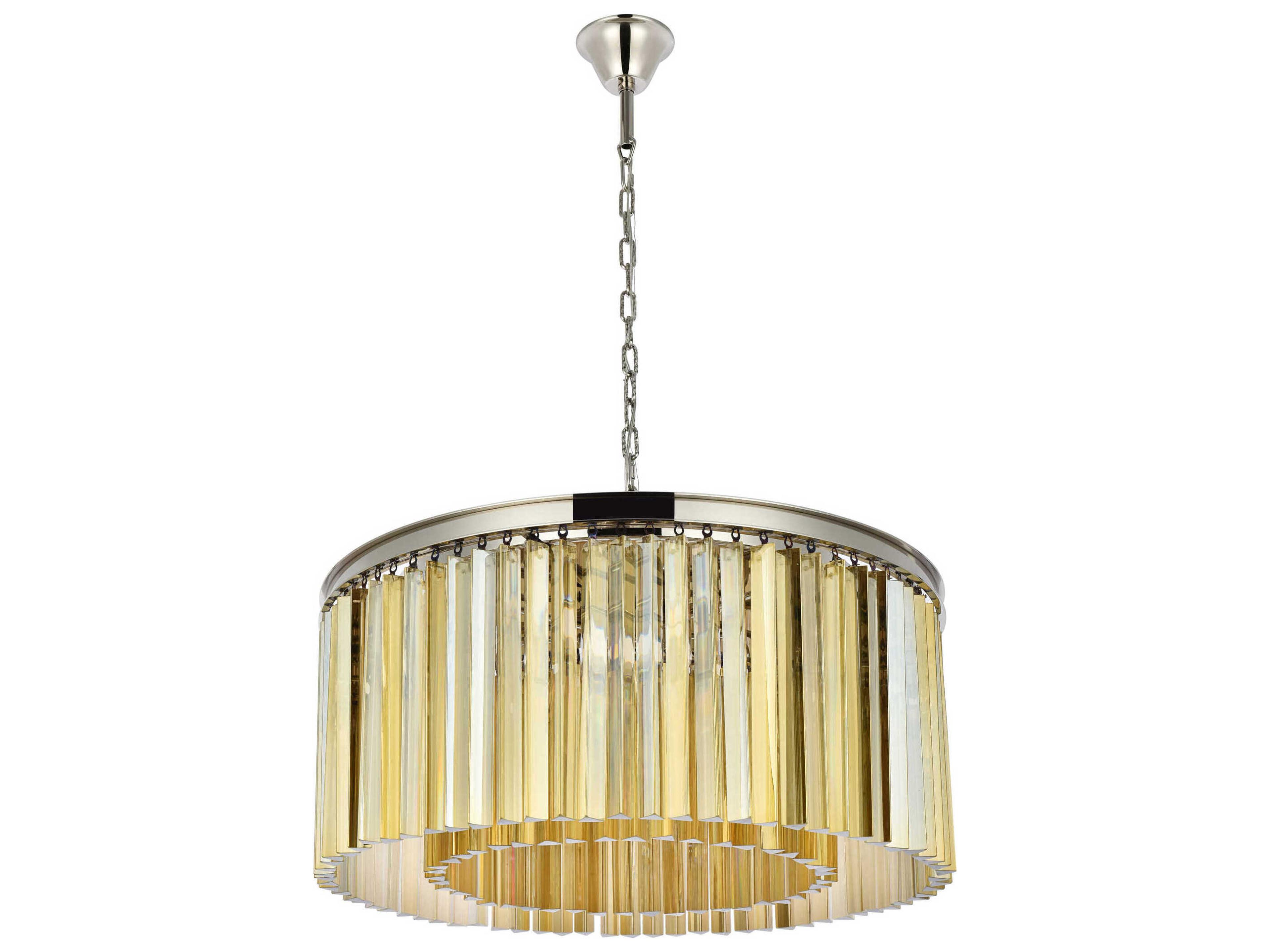 Elegant Lighting Sydney 8-Light Polished Nickel Gold Crystal Drum Pendant