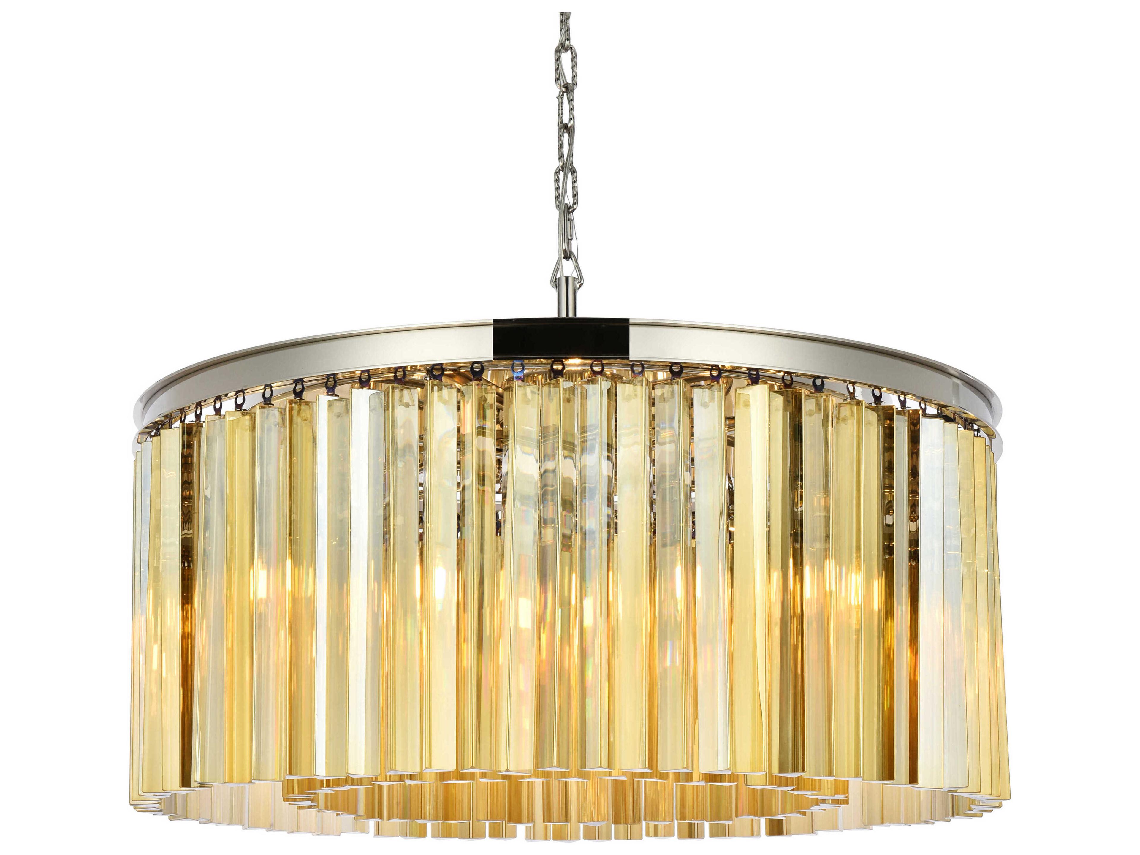 Elegant Lighting Sydney 8-Light Polished Nickel Gold Crystal Drum Pendant